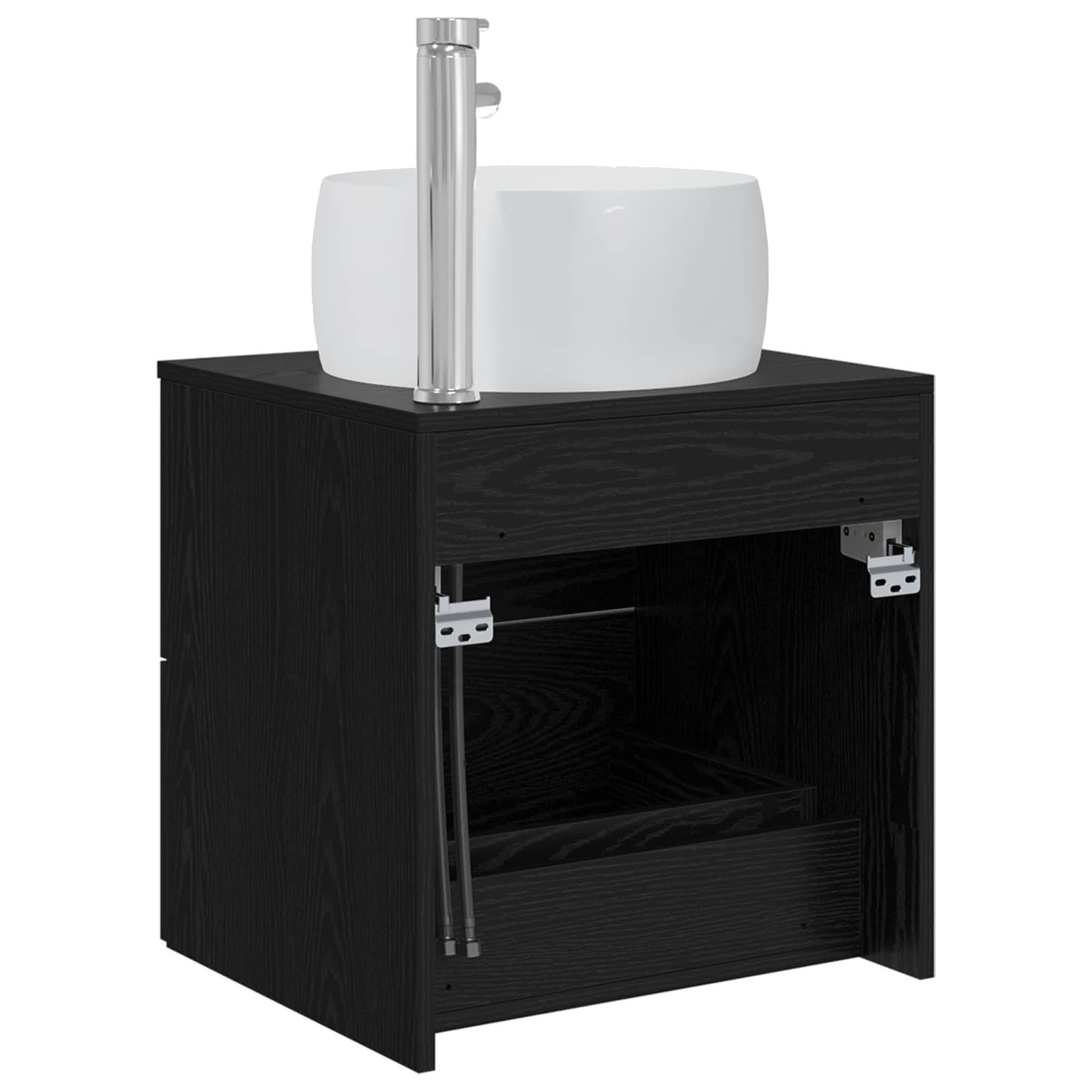 vidaXL Wandmontierte Waschtisch Schwarze Eiche 49,5 x 44,5 x 66 cm