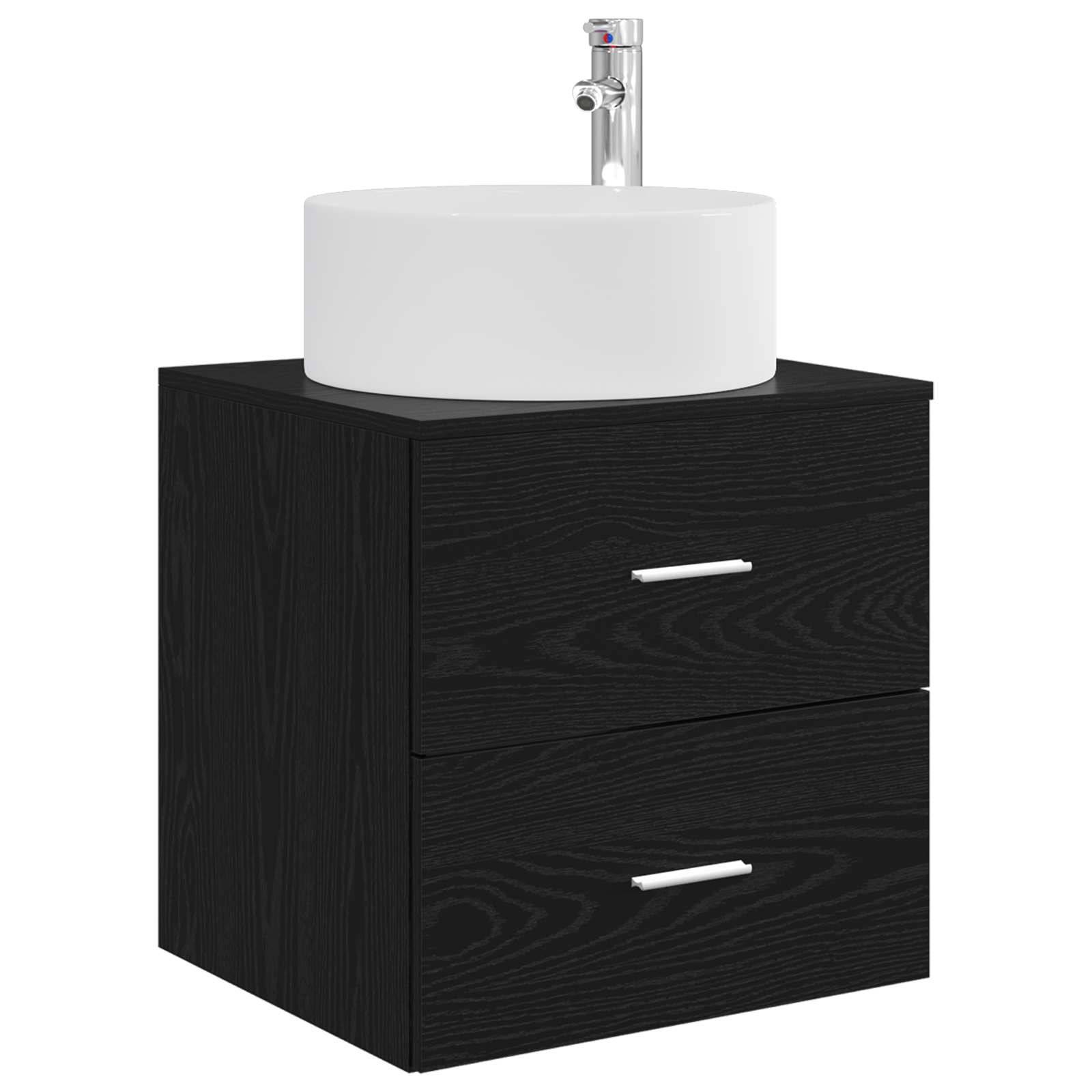 vidaXL Badezimmermöbel-Set 4 pcs Schwarze Eiche Ingenieurholz und Glas