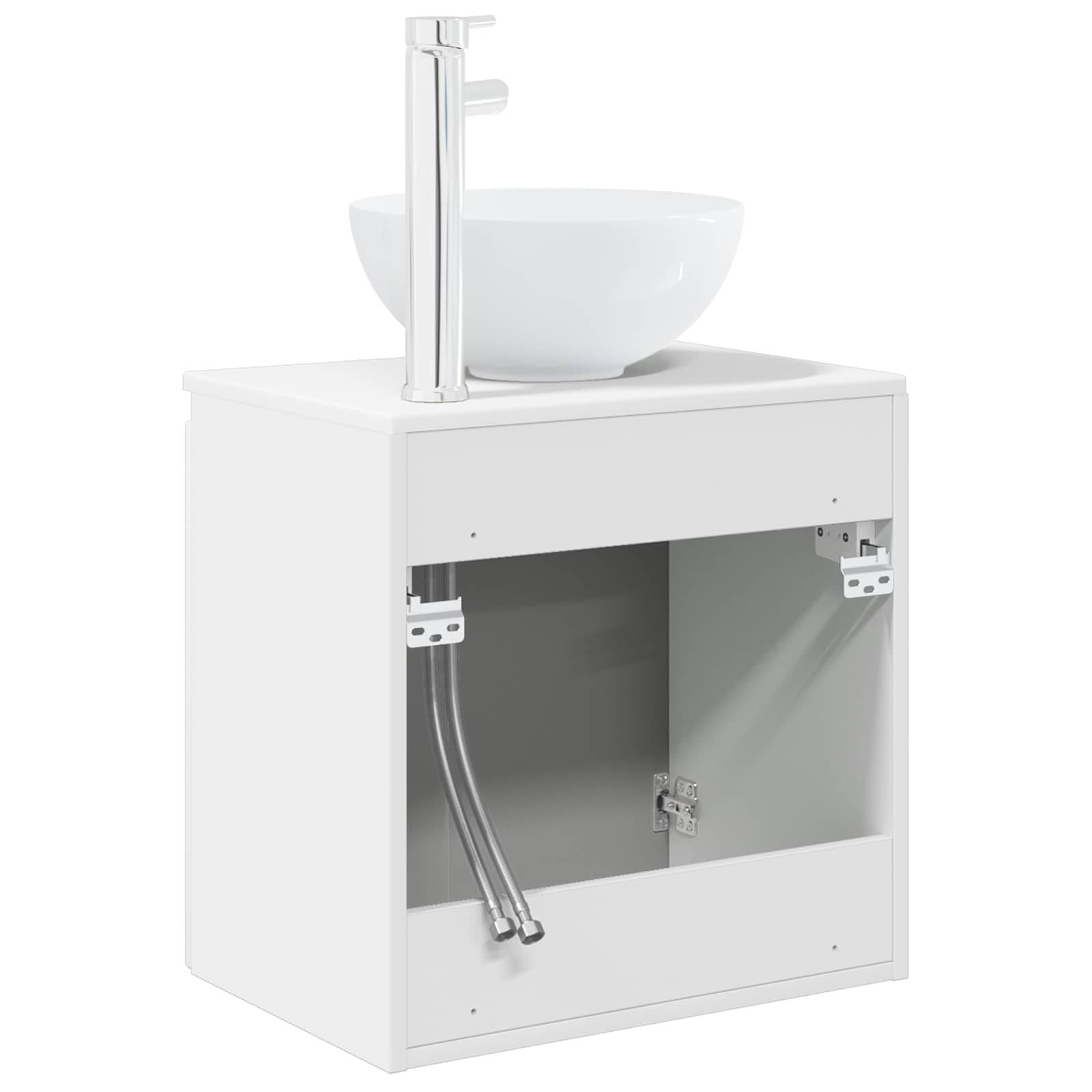 vidaXL Wandmontierte Waschtisch Weiß 49,5 x 35 x 63 cm Holzwerkstoff