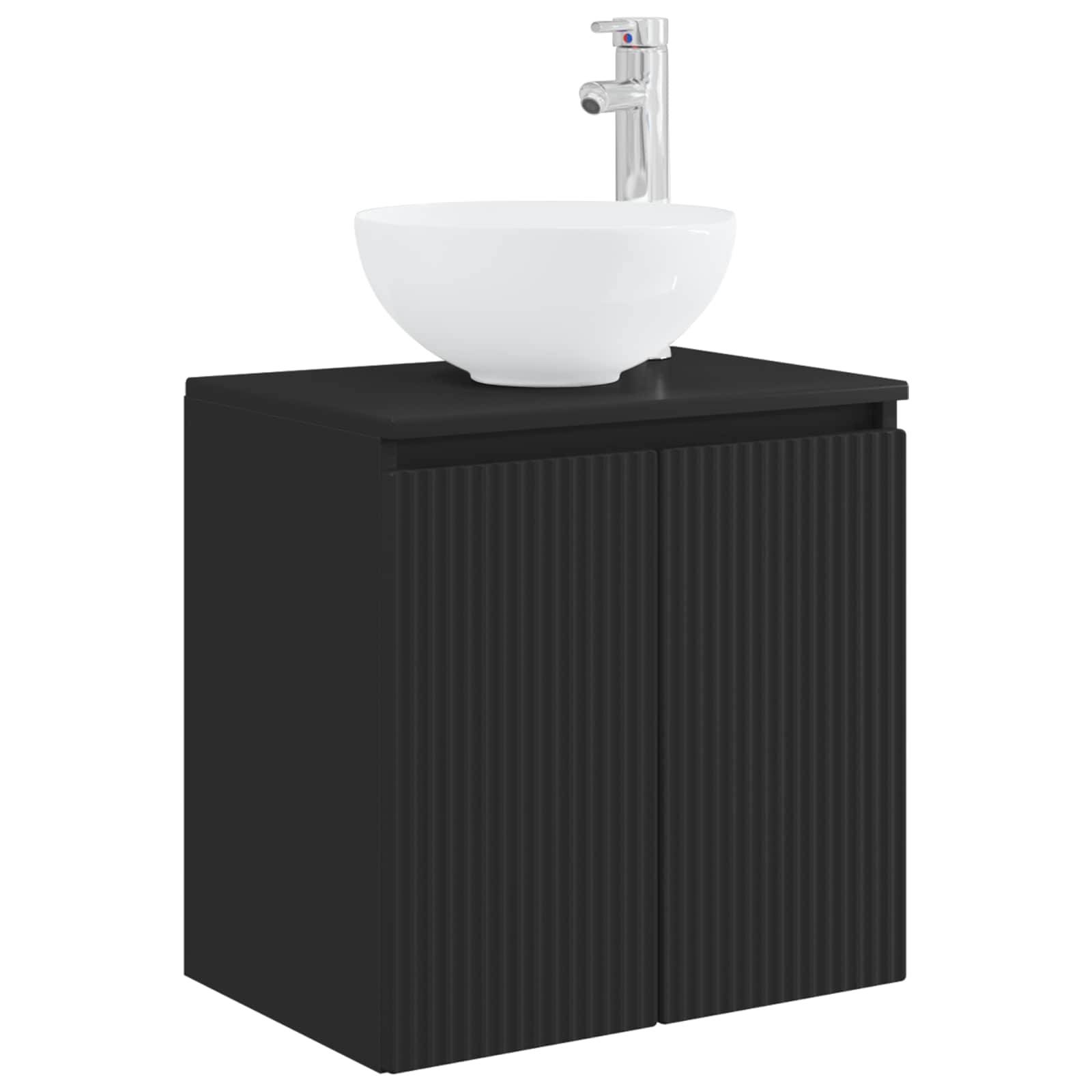 vidaXL Wandmontierte Waschtisch Schwarz 49,5 x 35 x 63 cm