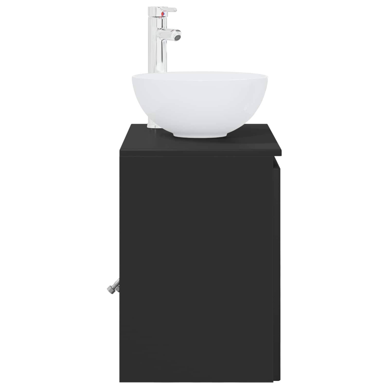 vidaXL Wandmontierte Waschtisch Schwarz 49,5 x 35 x 63 cm