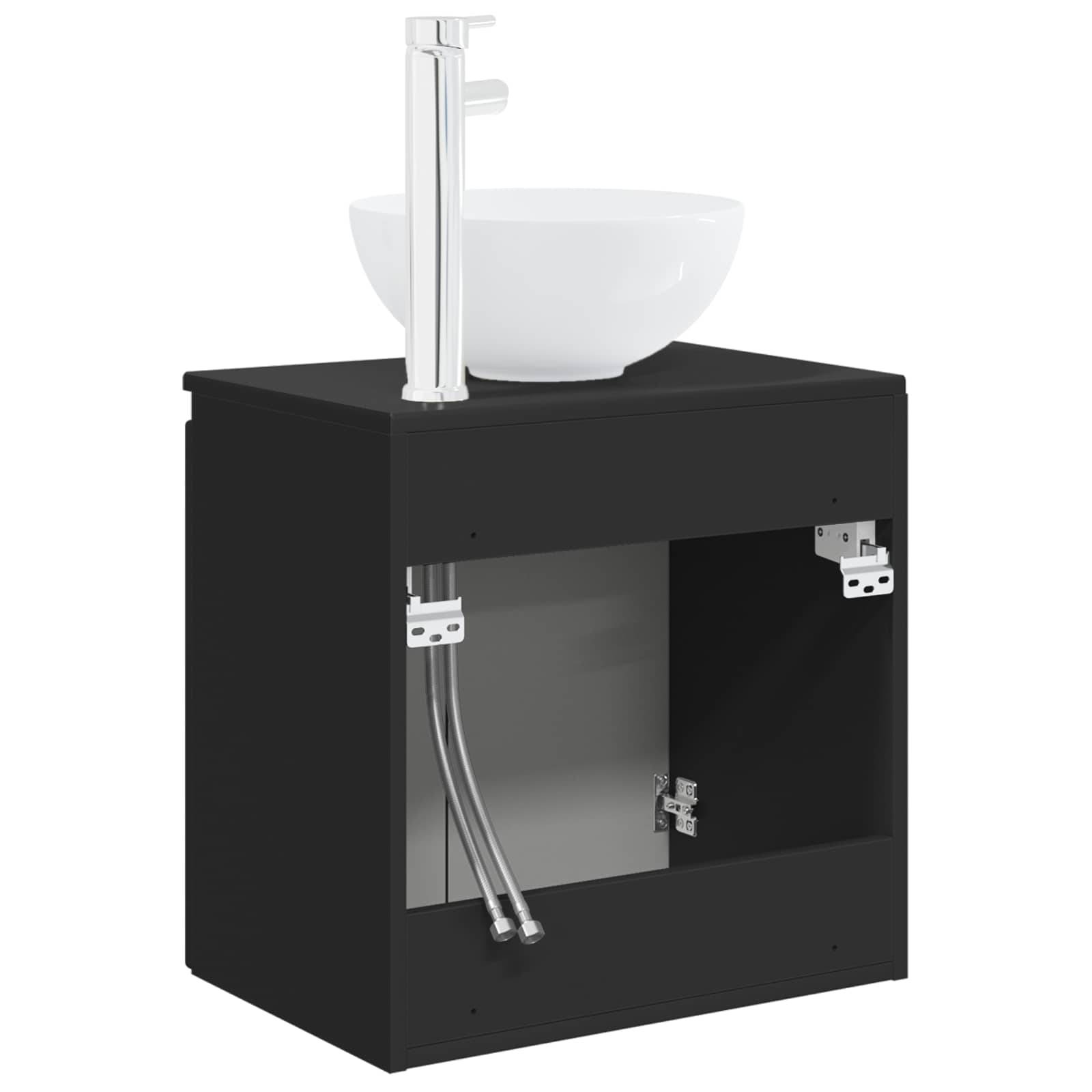 vidaXL Wandmontierte Waschtisch Schwarz 49,5 x 35 x 63 cm
