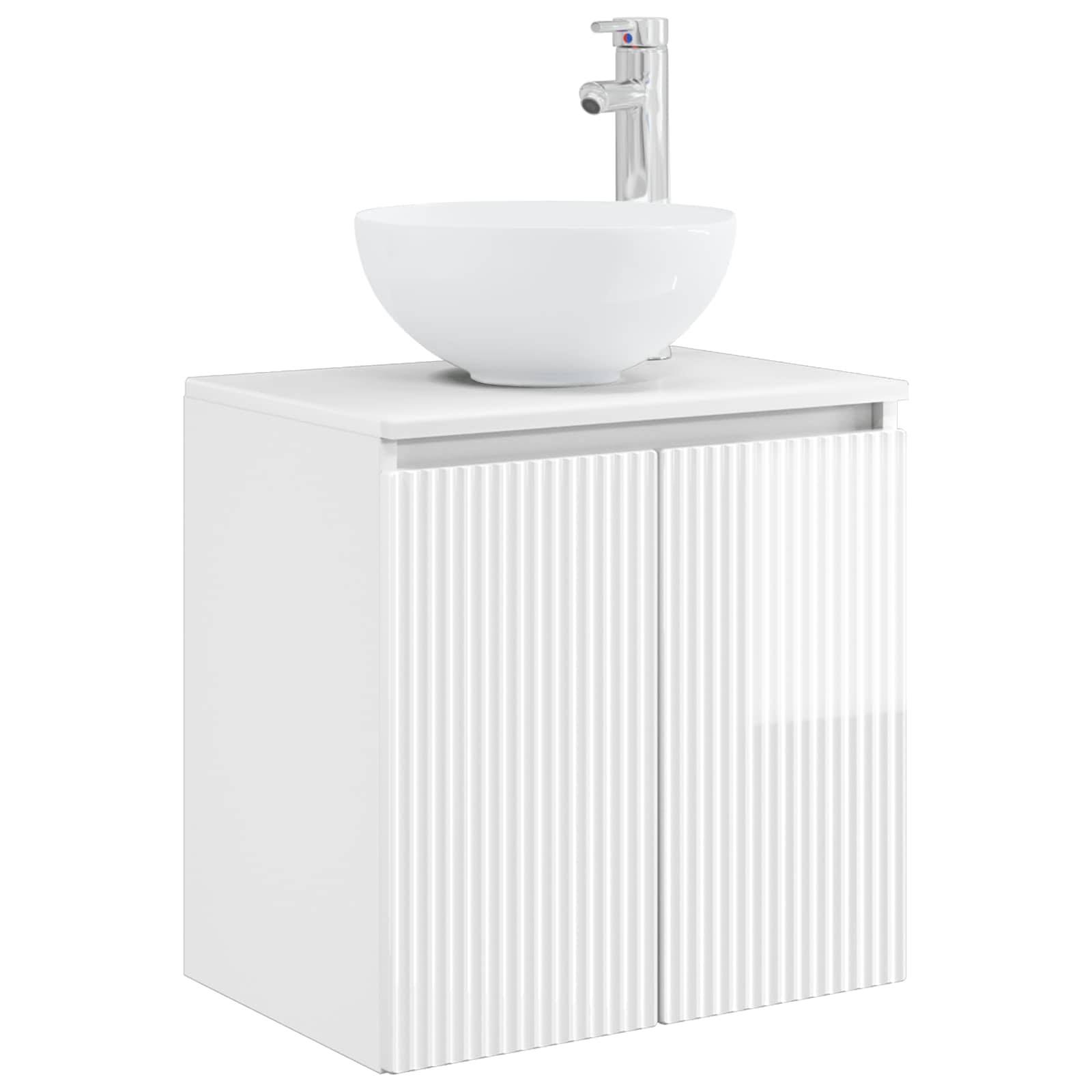 vidaXL Wandmontierte Waschtisch Hochglanz Weiß 49,5 x 35 x 63 cm