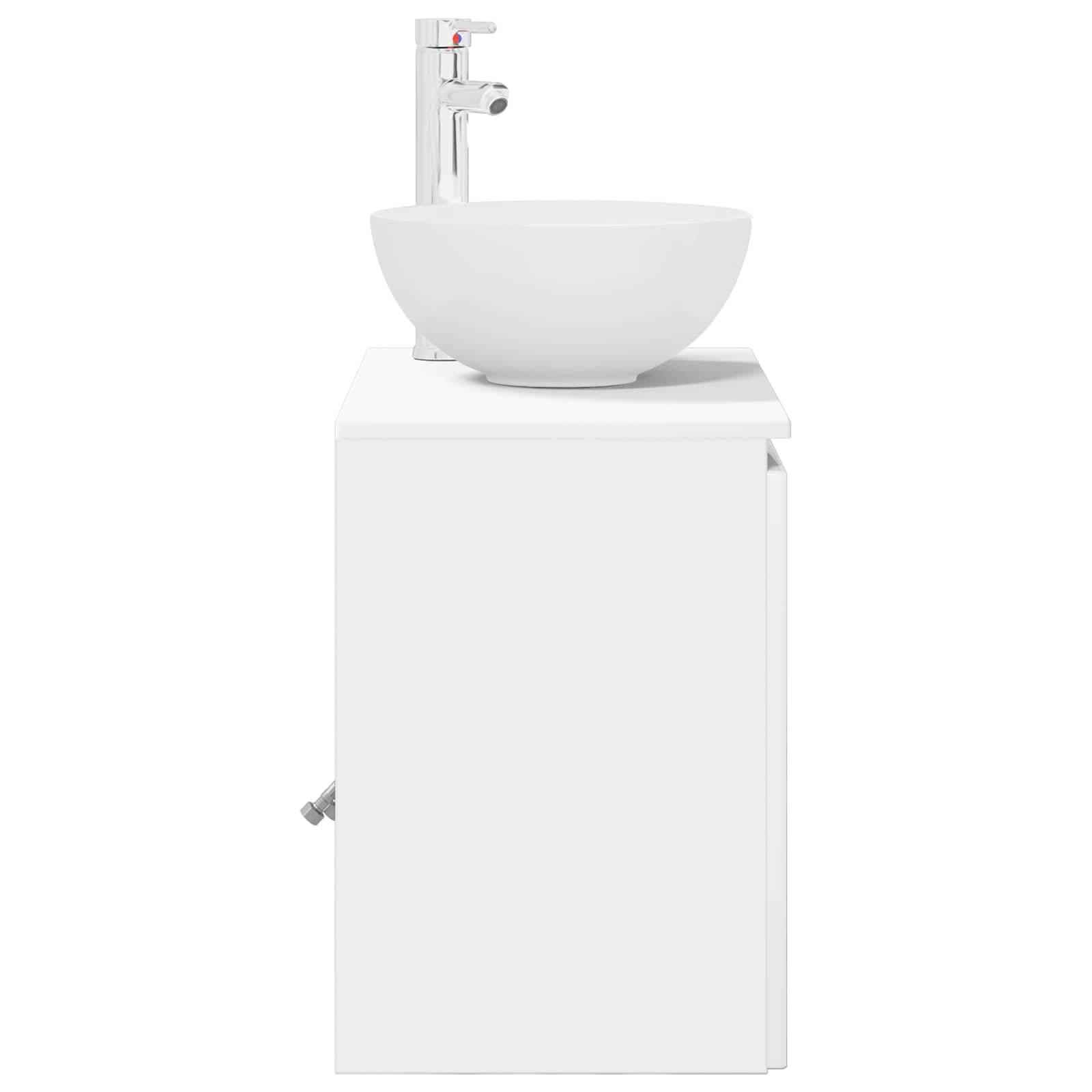 vidaXL Wandmontierte Waschtisch Hochglanz Weiß 49,5 x 35 x 63 cm