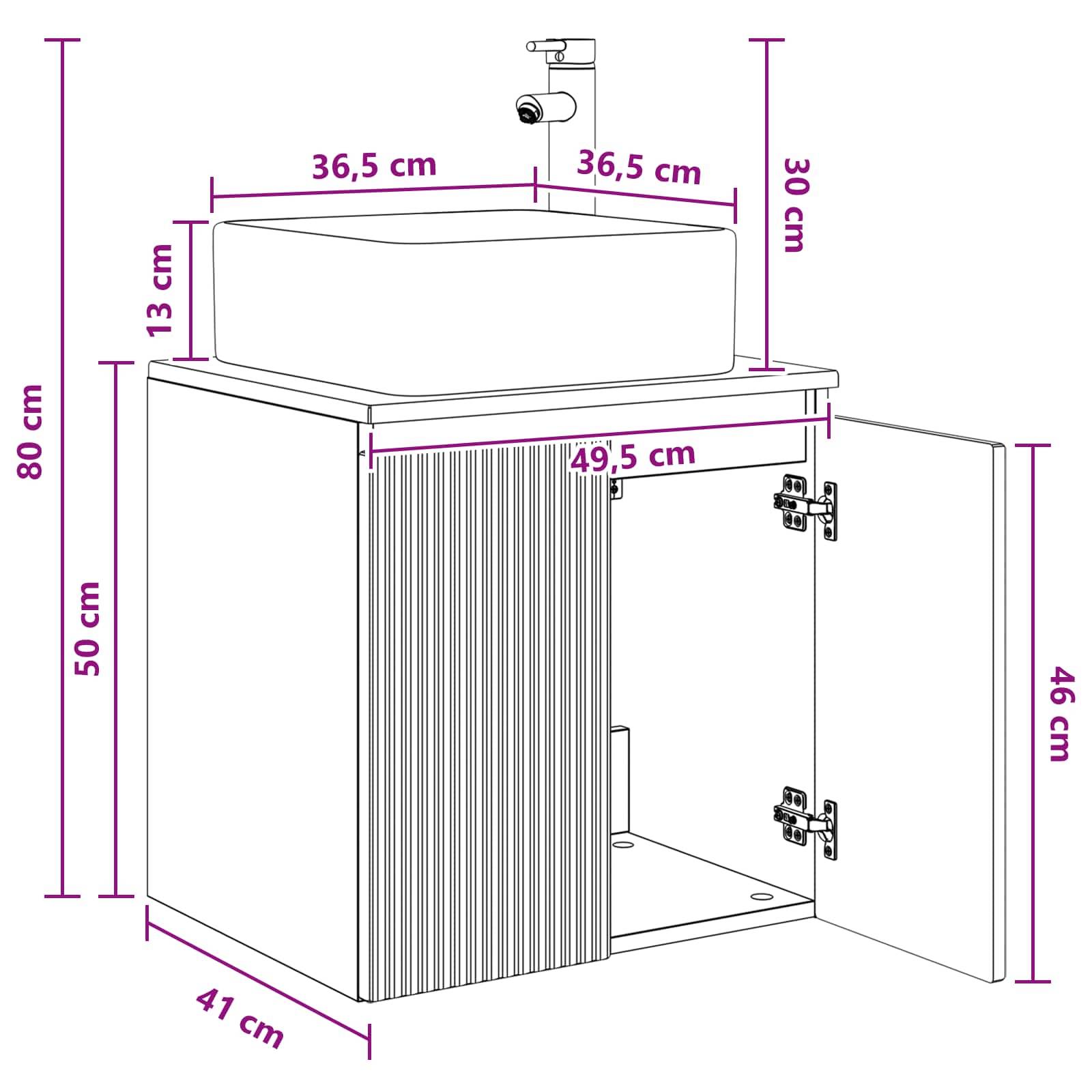 vidaXL Wandmontierte Waschtisch Weiß 49,5 x 41 x 63 cm Holzwerkstoff