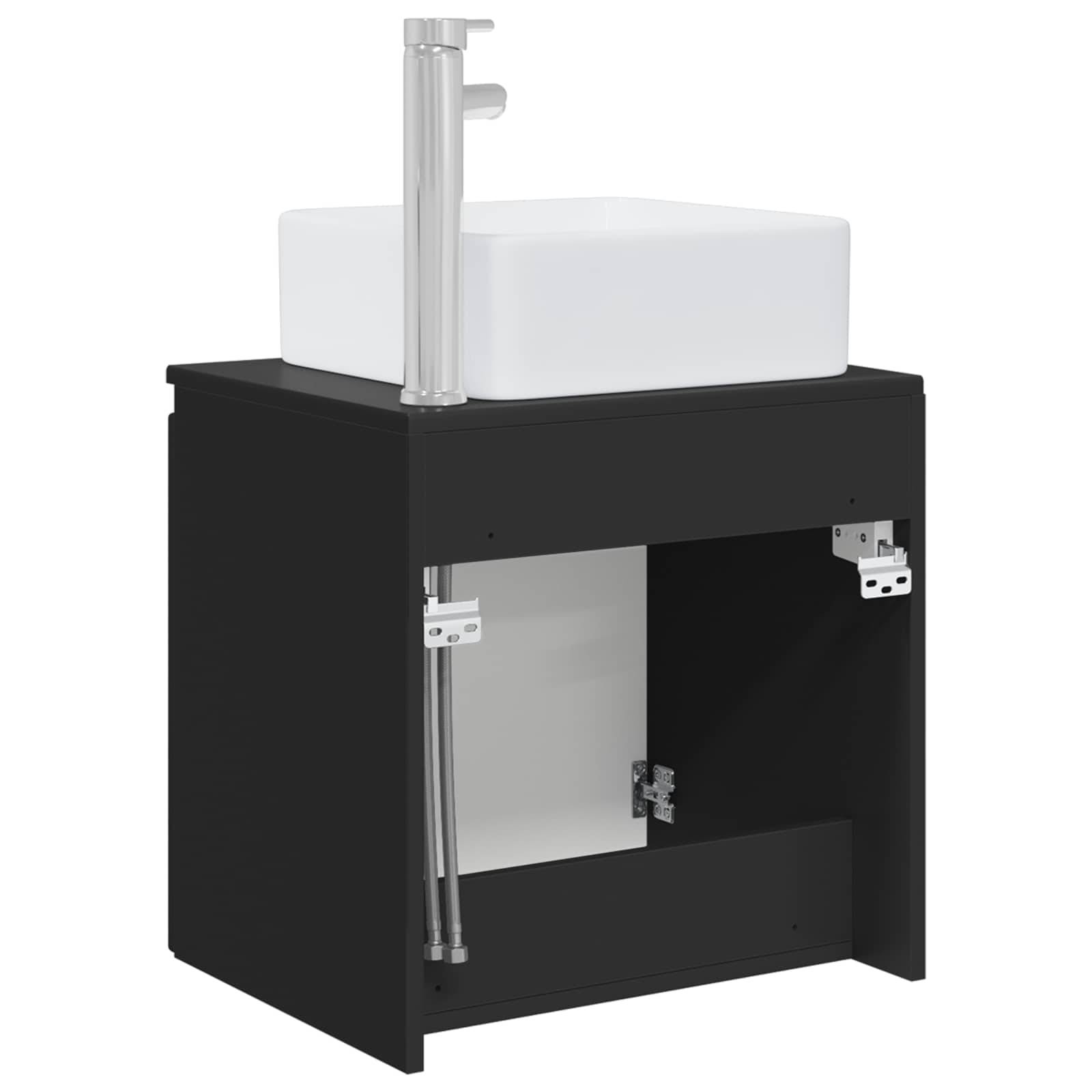 vidaXL Wandmontierte Waschtisch Schwarz 49,5 x 41 x 63 cm
