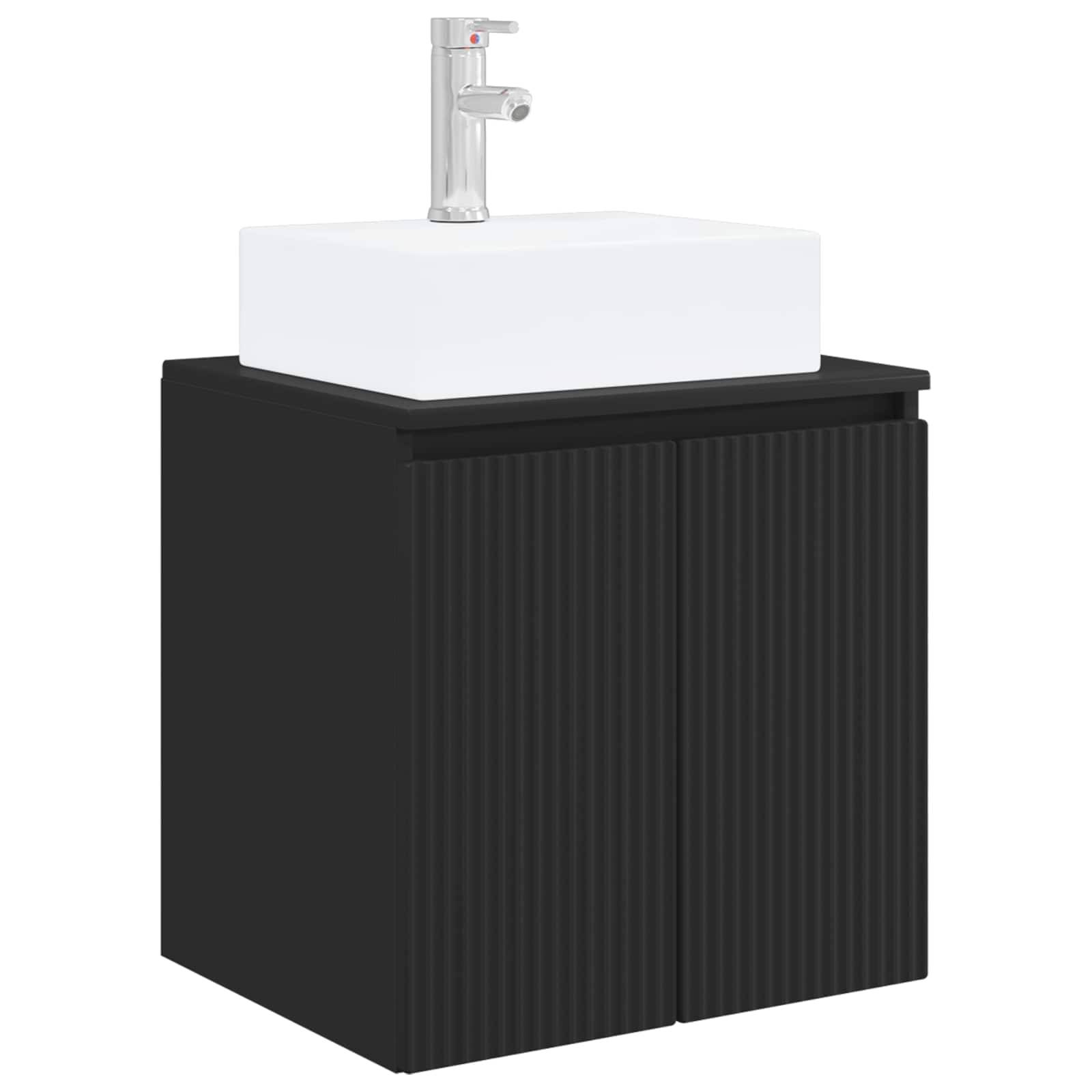 vidaXL Wandmontierte Waschtisch Schwarz 49,5 x 41 x 62,5 cm