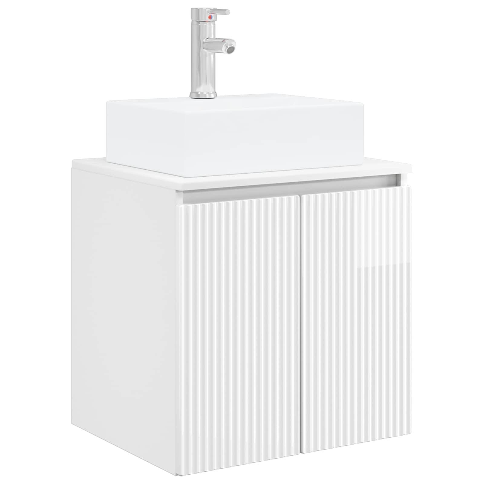 vidaXL Wandmontierte Waschtisch Hochglanz Weiß 49,5 x 41 x 62,5 cm