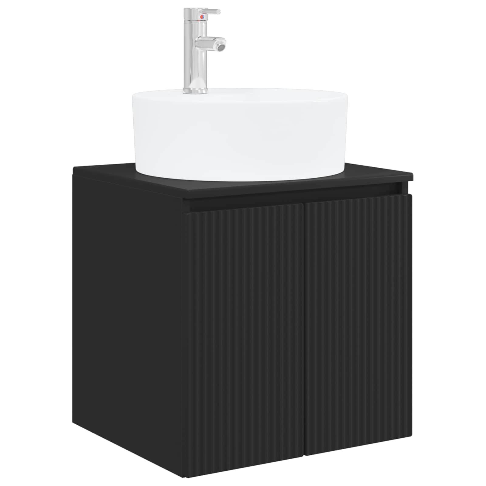vidaXL Wandmontierte Waschtisch Schwarz 49,5 x 44,5 x 65 cm