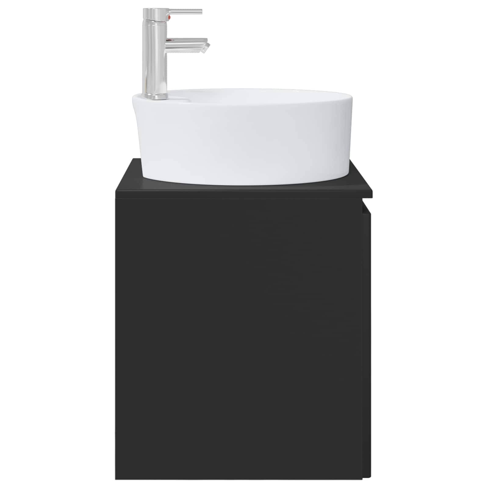 vidaXL Wandmontierte Waschtisch Schwarz 49,5 x 44,5 x 65 cm