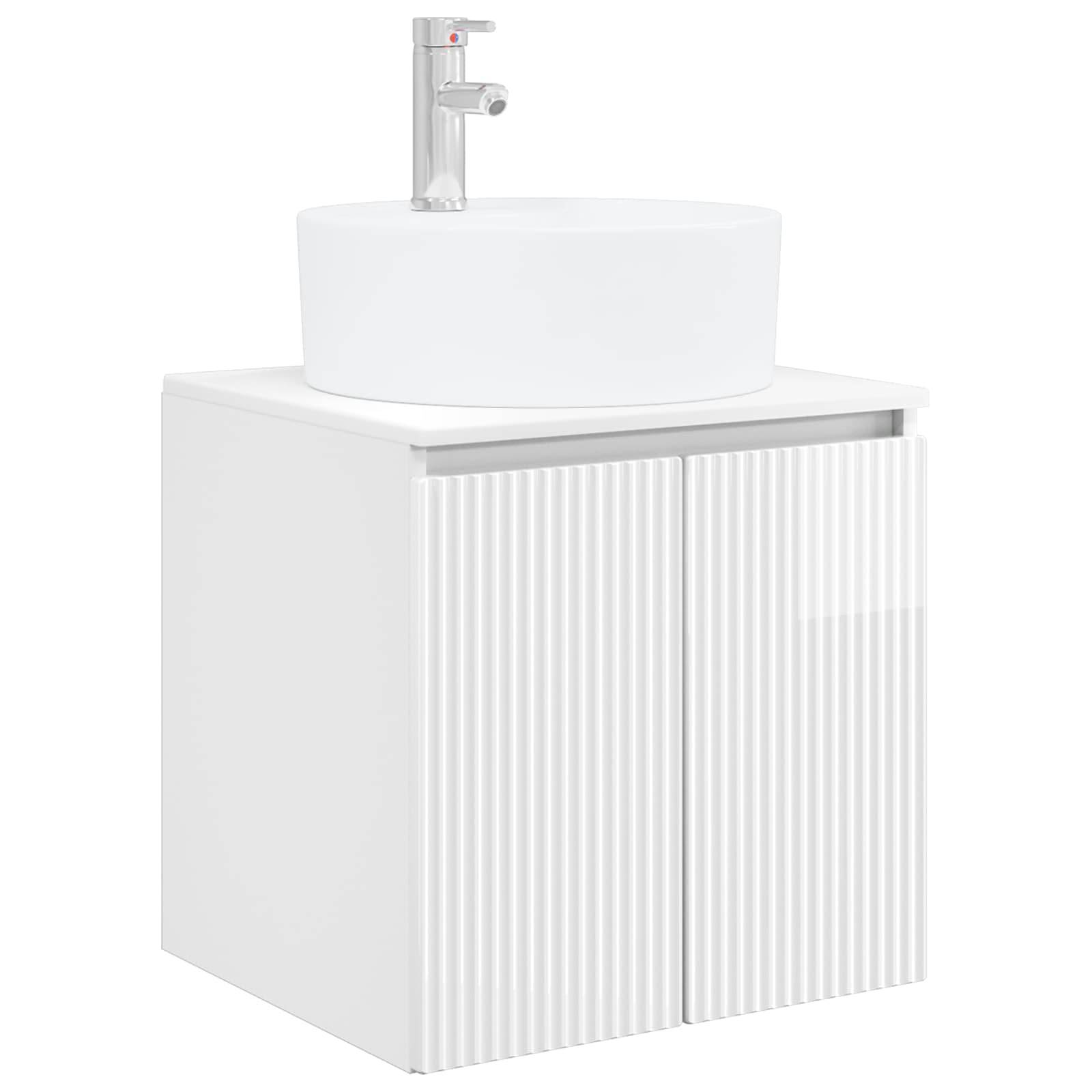 vidaXL Wandmontierte Waschtisch Hochglanz Weiß 49,5 x 44,5 x 65 cm