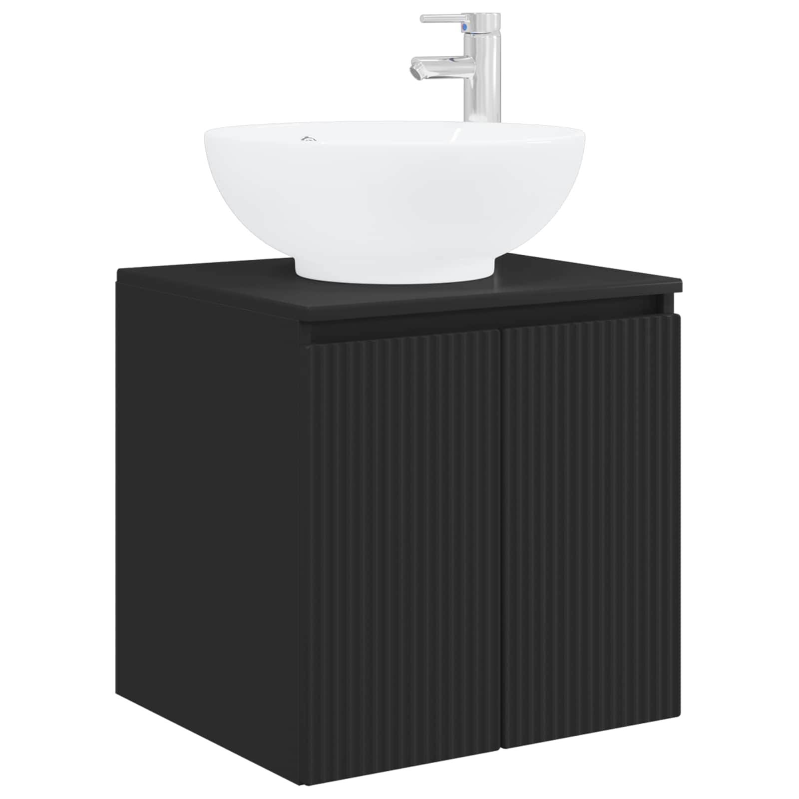 vidaXL Wandmontierte Waschtisch Schwarz 49,5 x 44,5 x 65 cm