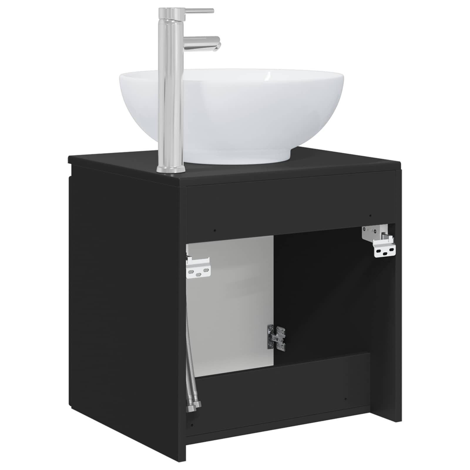 vidaXL Wandmontierte Waschtisch Schwarz 49,5 x 44,5 x 65 cm