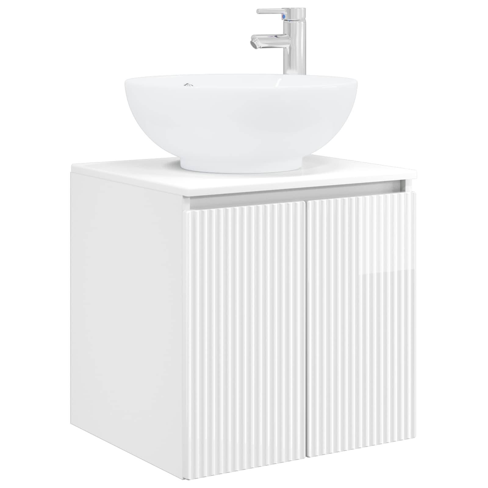 vidaXL Wandmontierte Waschtisch Hochglanz Weiß 49,5 x 44,5 x 65 cm