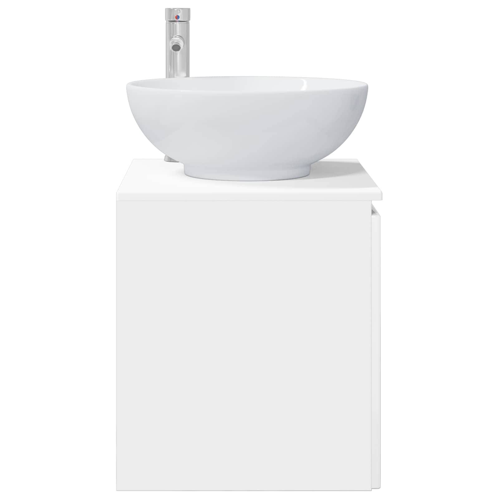vidaXL Wandmontierte Waschtisch Hochglanz Weiß 49,5 x 44,5 x 65 cm