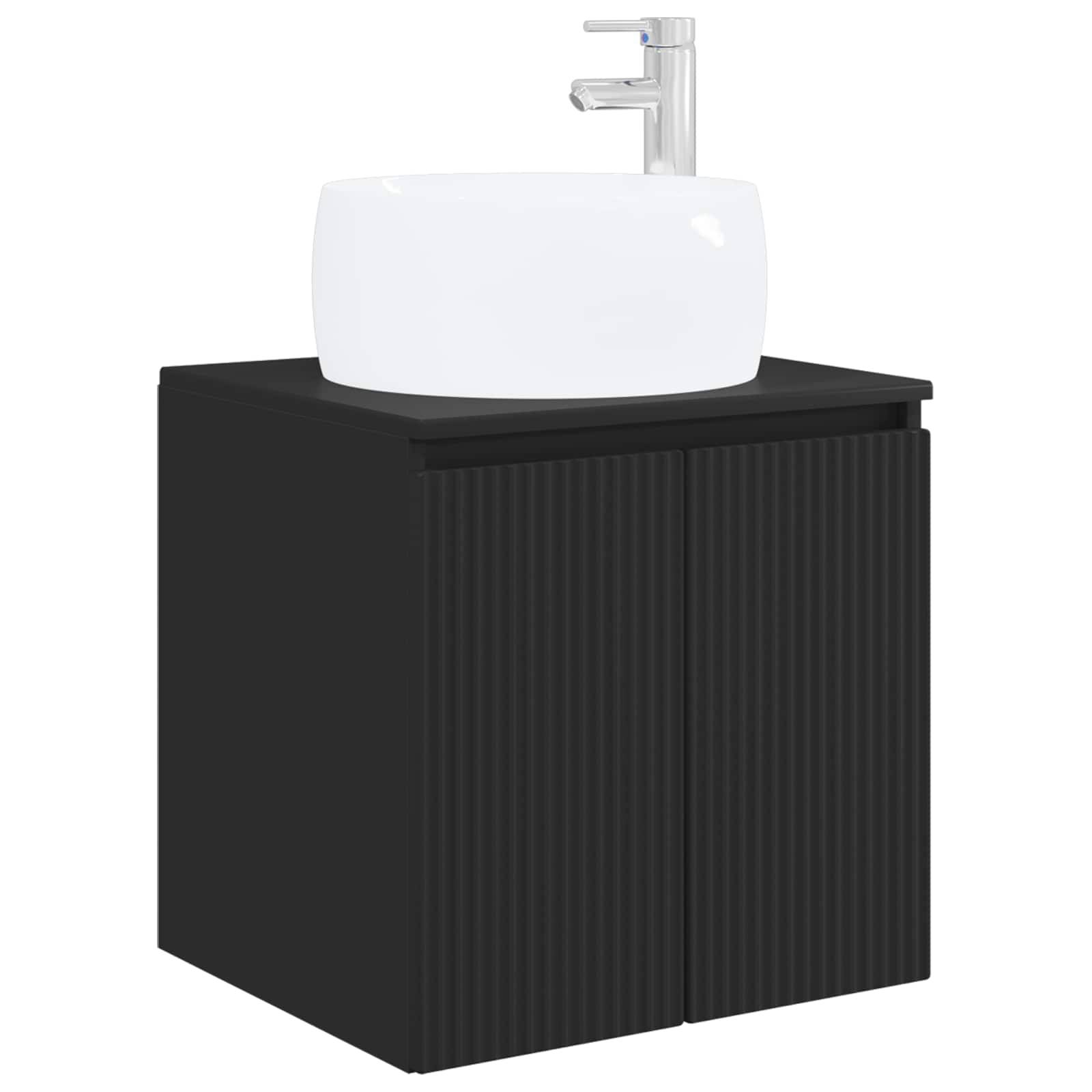 vidaXL Wandmontierte Waschtisch Schwarz 49,5 x 44,5 x 66 cm