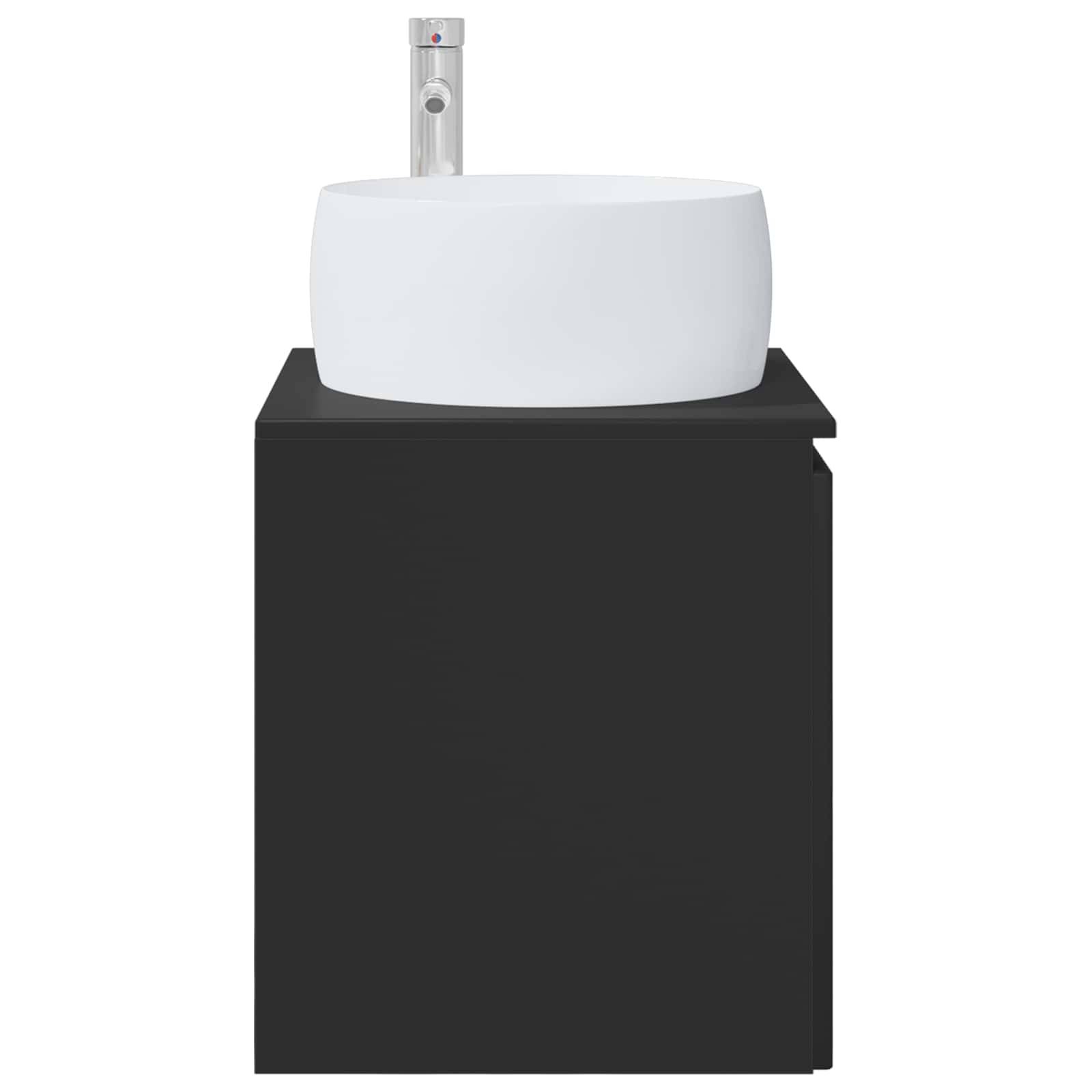 vidaXL Wandmontierte Waschtisch Schwarz 49,5 x 44,5 x 66 cm