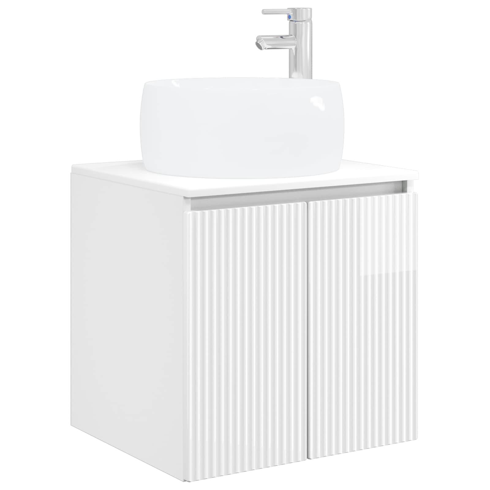 vidaXL Wandmontierte Waschtisch Hochglanz Weiß 49,5 x 44,5 x 66 cm