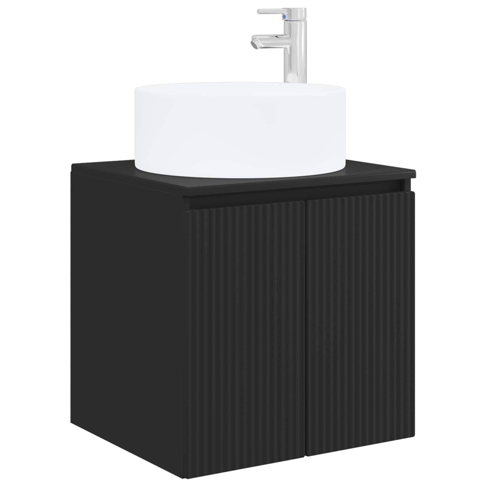 vidaXL Wandmontierte Waschbecken-Vanität Schwarz 49,5 x 44,5 x 65,5 cm