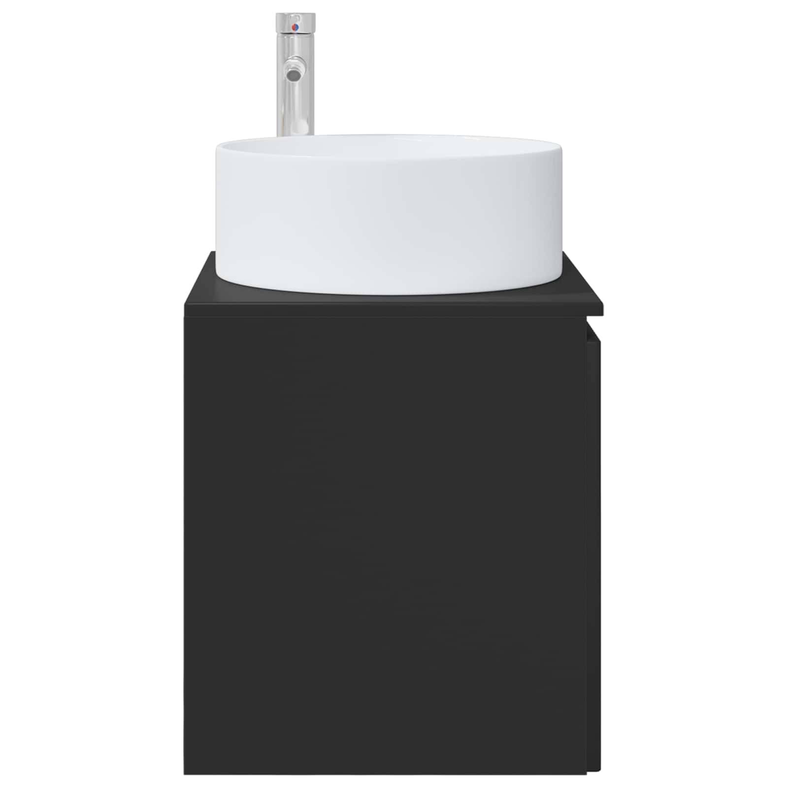 vidaXL Wandmontierte Waschbecken-Vanität Schwarz 49,5 x 44,5 x 65,5 cm