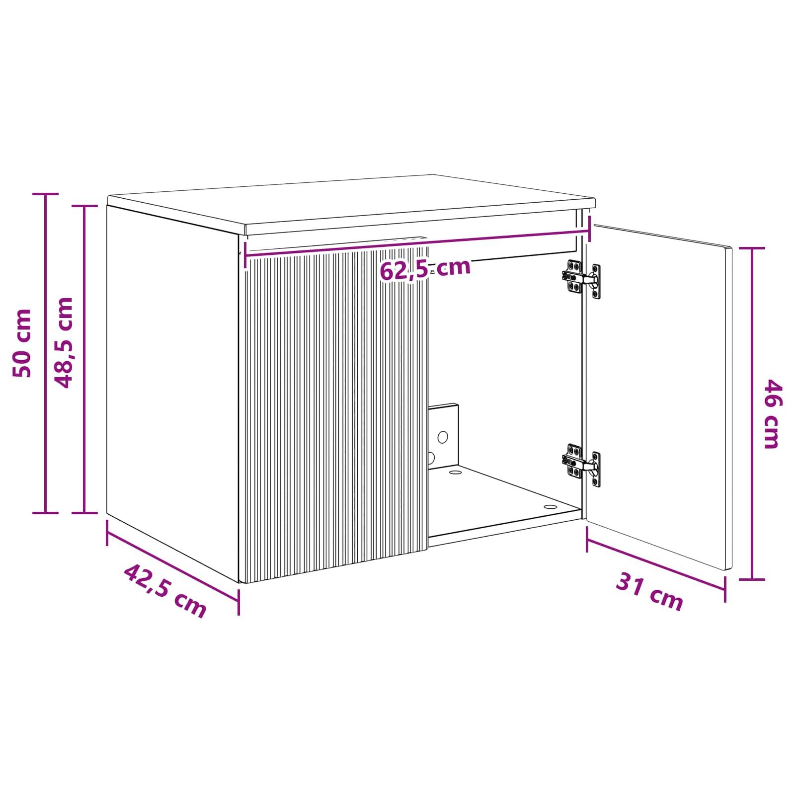vidaXL Wandmontierter Badezimmerschrank Weiß 62,5 x 44,5 x 50 cm