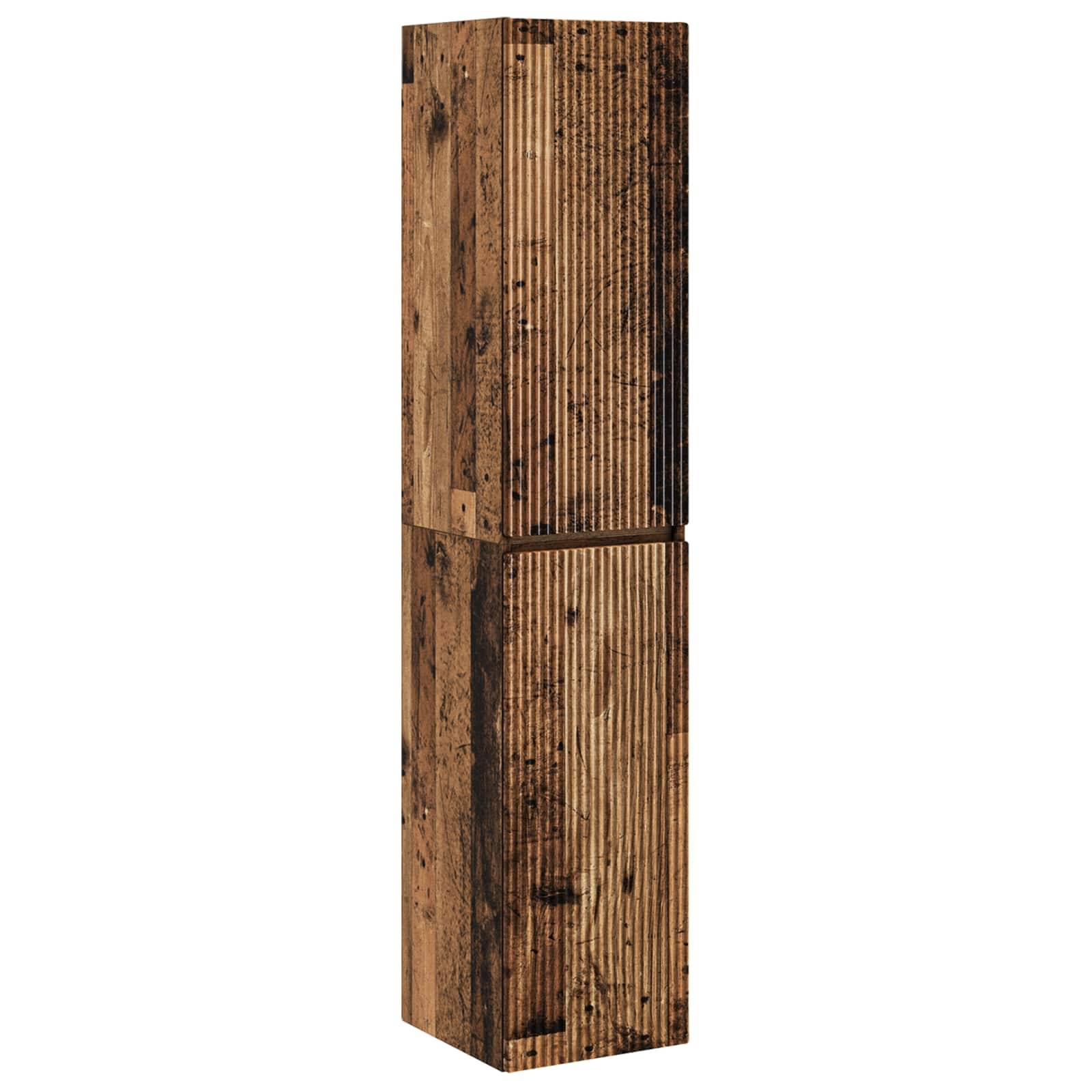 vidaXL Wandmontierter Badezimmerschrank Altholz 33 x 34,5 x 160 cm