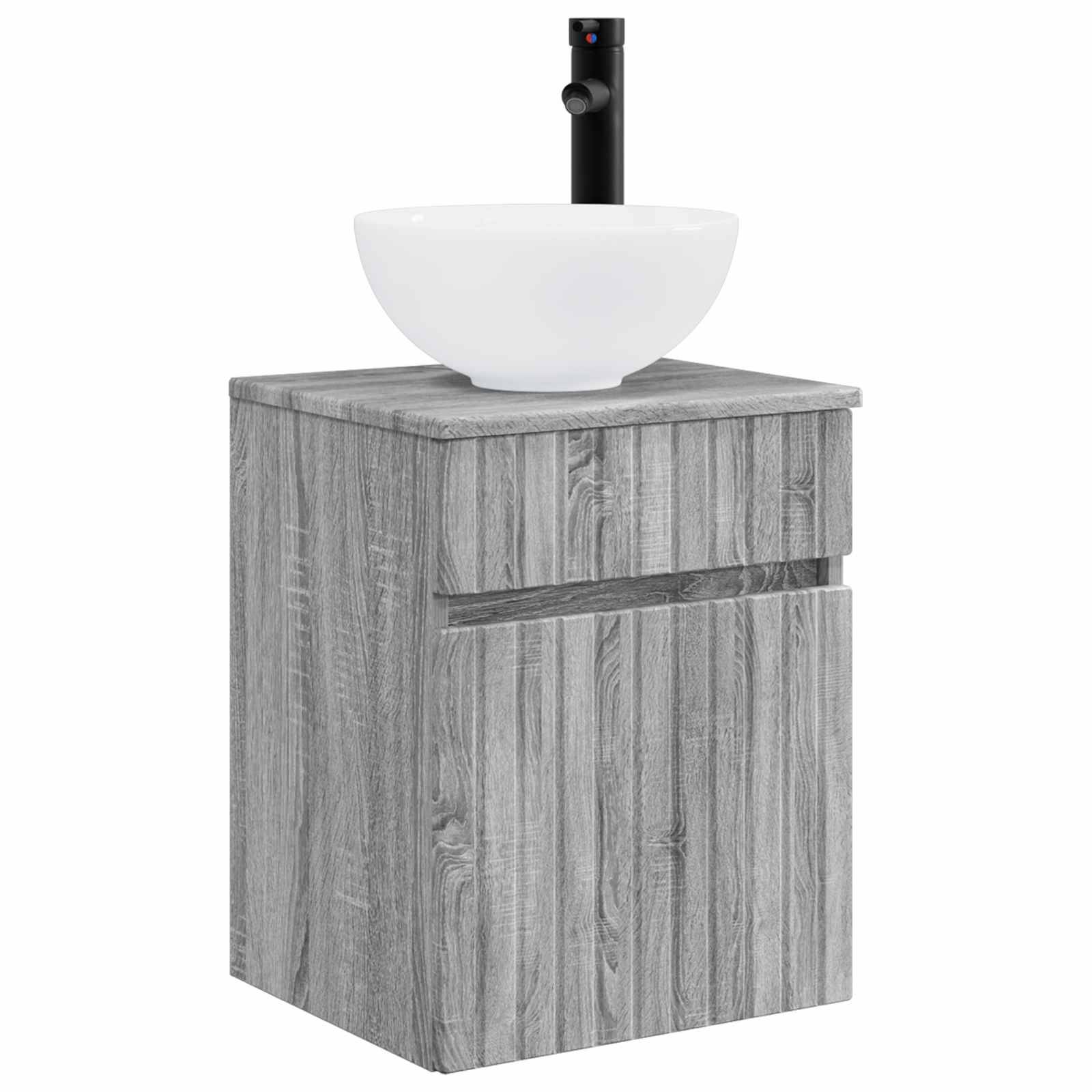 vidaXL Wandmontierte Waschbecken-Vanität Grau Sonoma 39 x 35 x 63 cm