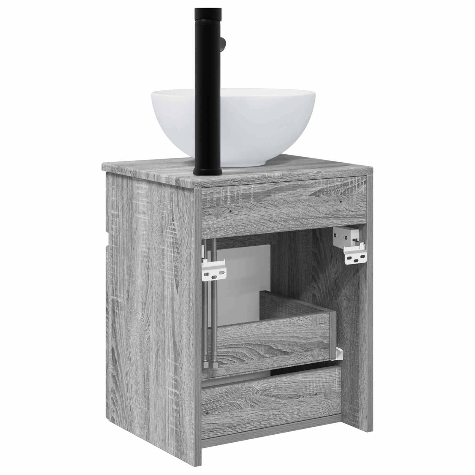 vidaXL Wandmontierte Waschbecken-Vanität Grau Sonoma 39 x 35 x 63 cm