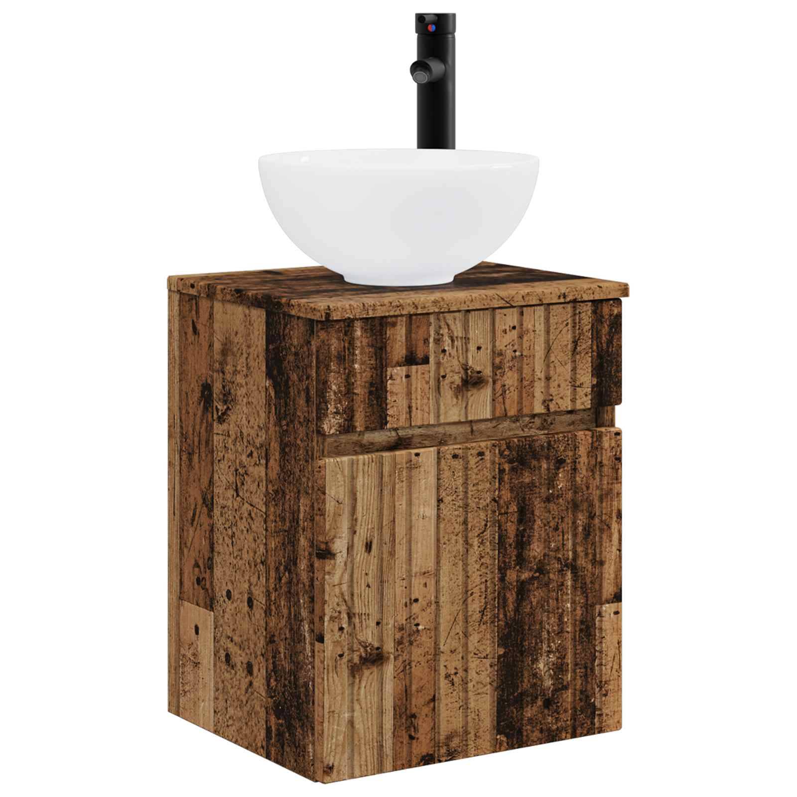 vidaXL Wandmontierte Waschbecken-Vanität Altholz 39 x 35 x 63 cm