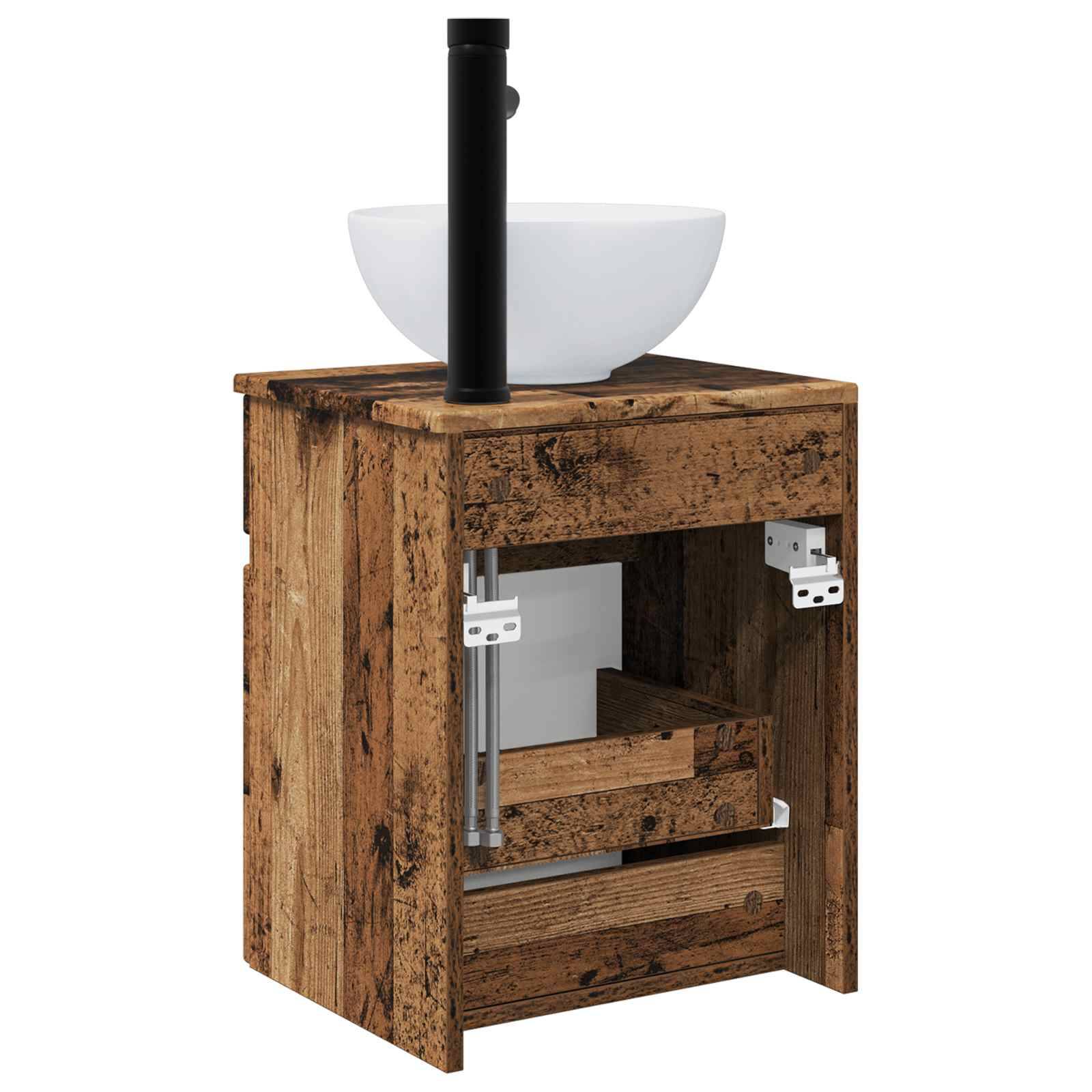 vidaXL Wandmontierte Waschbecken-Vanität Altholz 39 x 35 x 63 cm