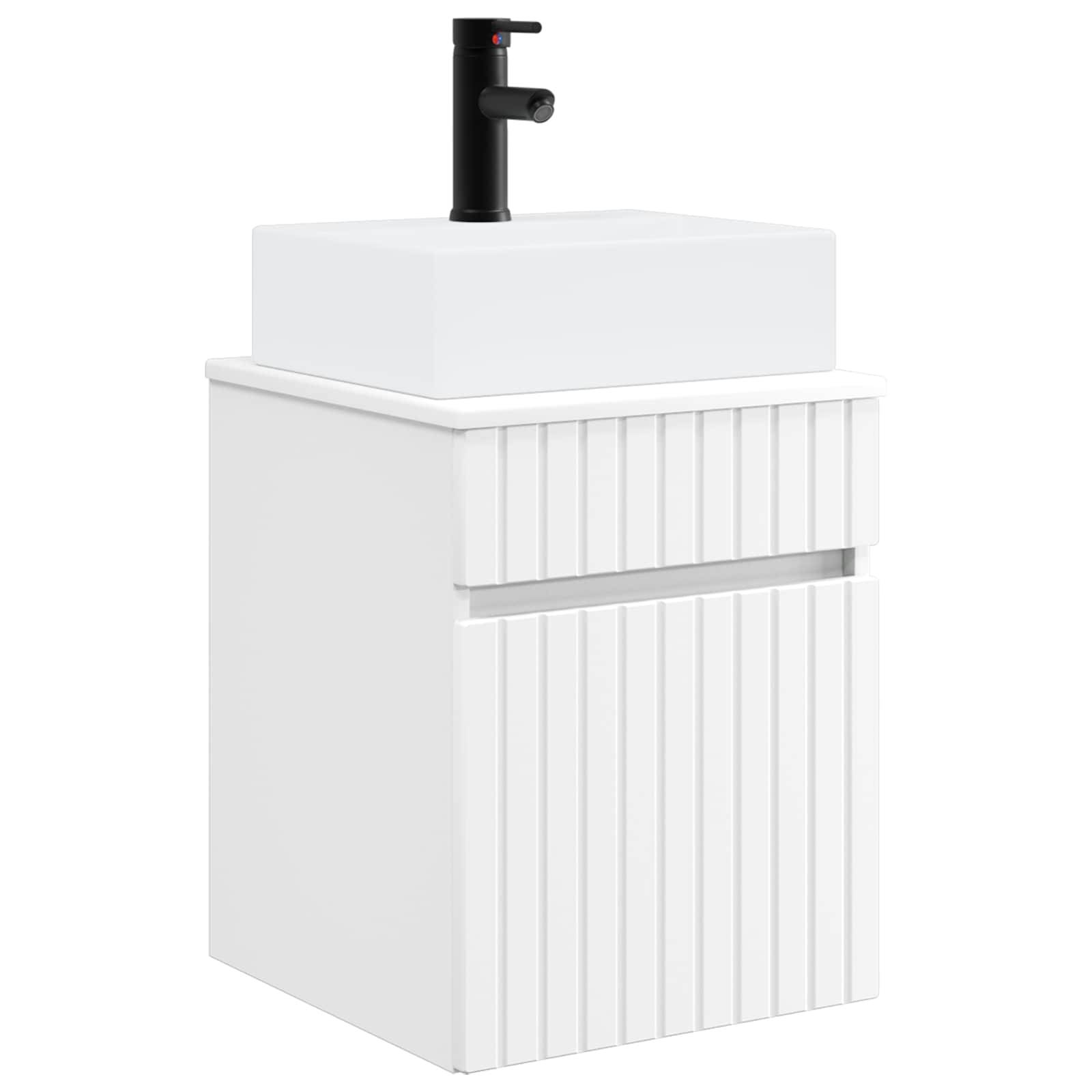 vidaXL Wandmontierter Waschbecken Vanity Weiß 39 x 41 x 62,5 cm