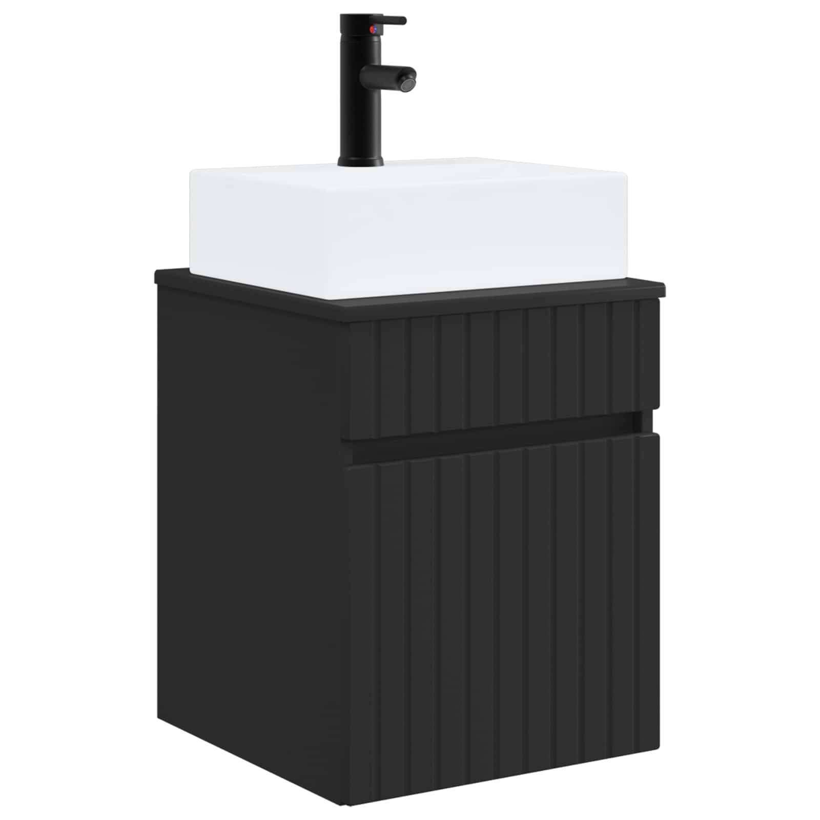 vidaXL Wandmontierter Waschbecken Vanity Schwarz 39 x 41 x 62,5 cm