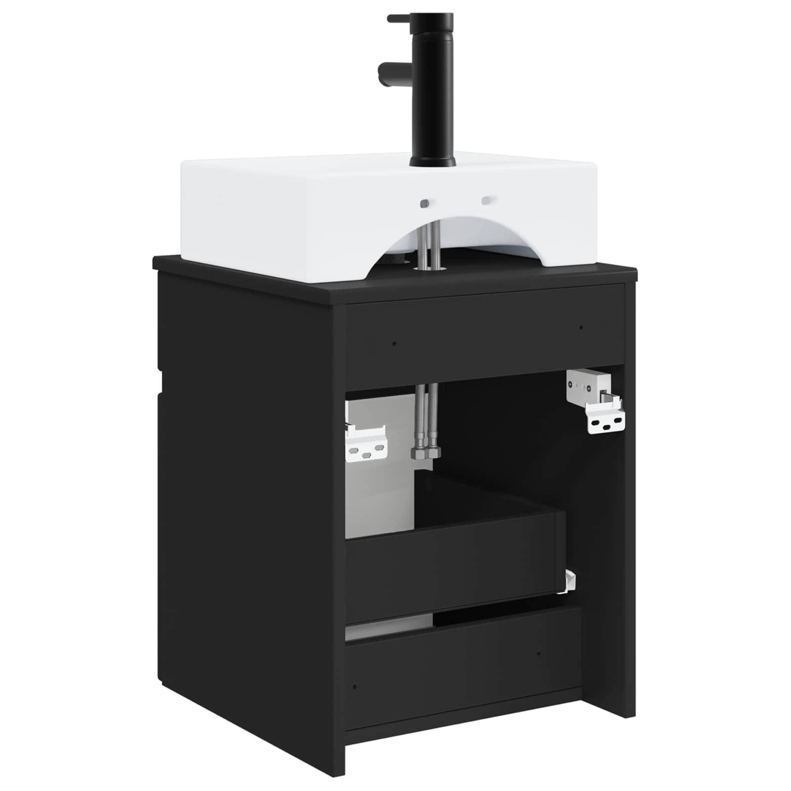 vidaXL Wandmontierter Waschbecken Vanity Schwarz 39 x 41 x 62,5 cm