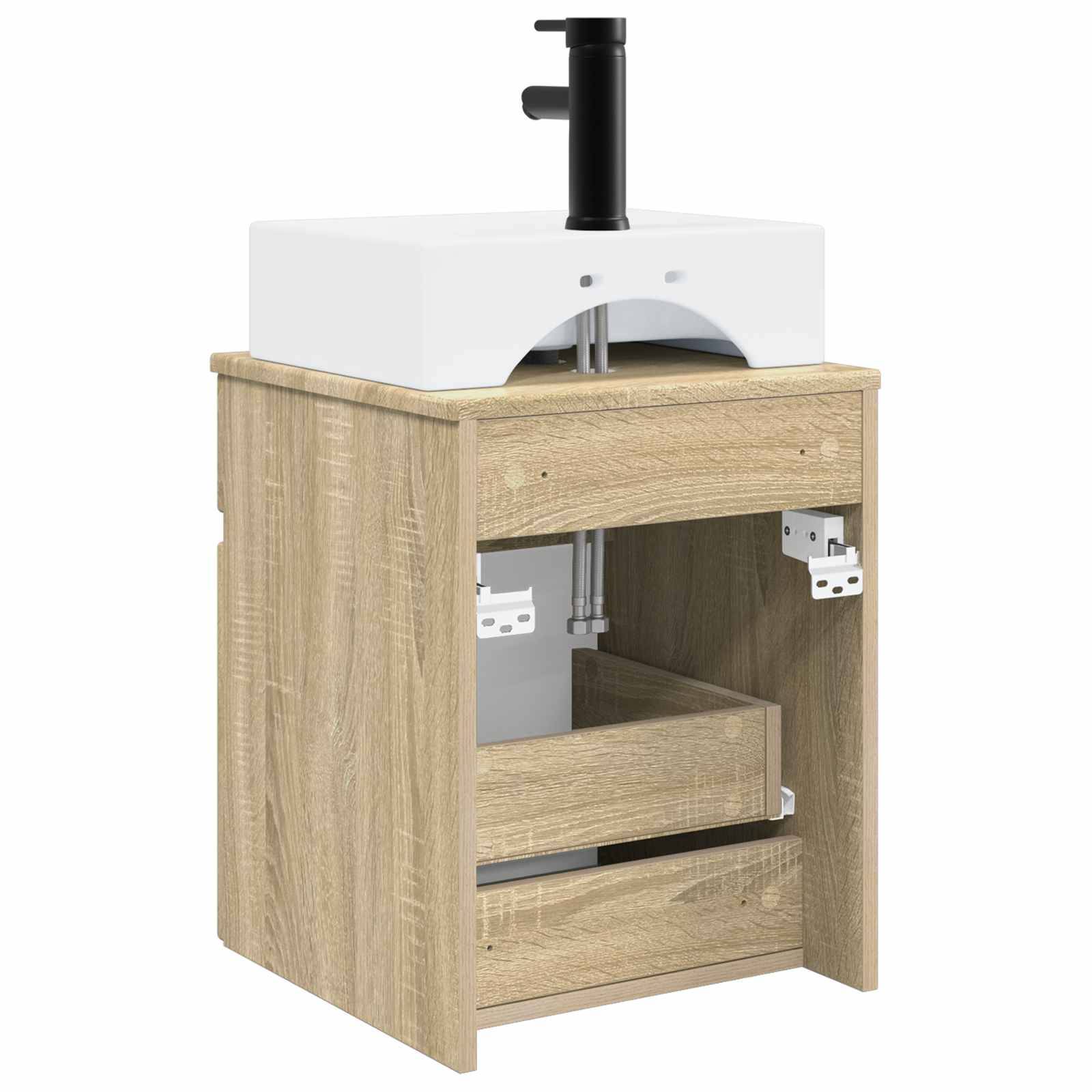 vidaXL Wandmontierter Waschbecken Vanity Sonoma-Eiche