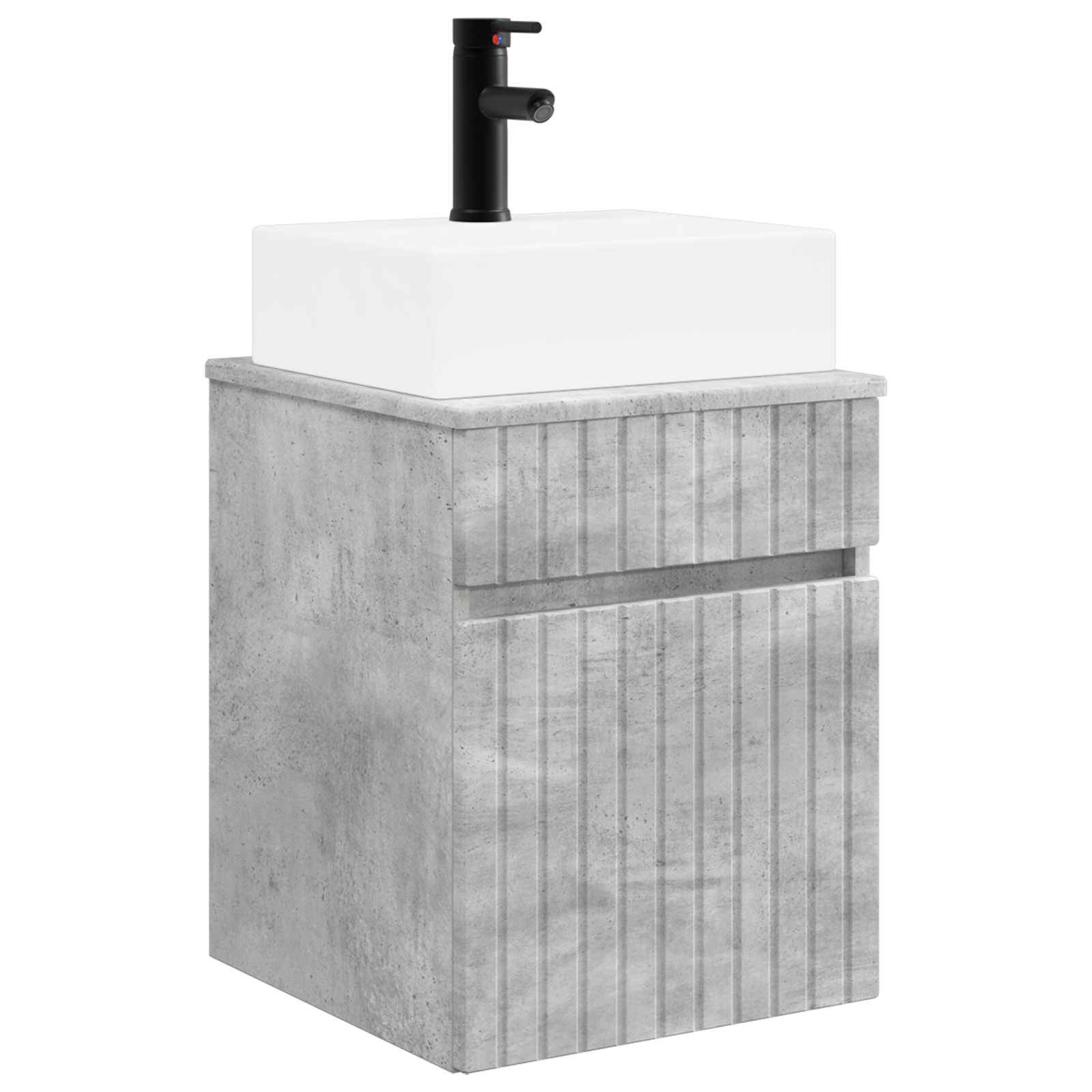 vidaXL Wandmontierter Waschbecken Vanity Betongrau 39 x 41 x 62,5 cm