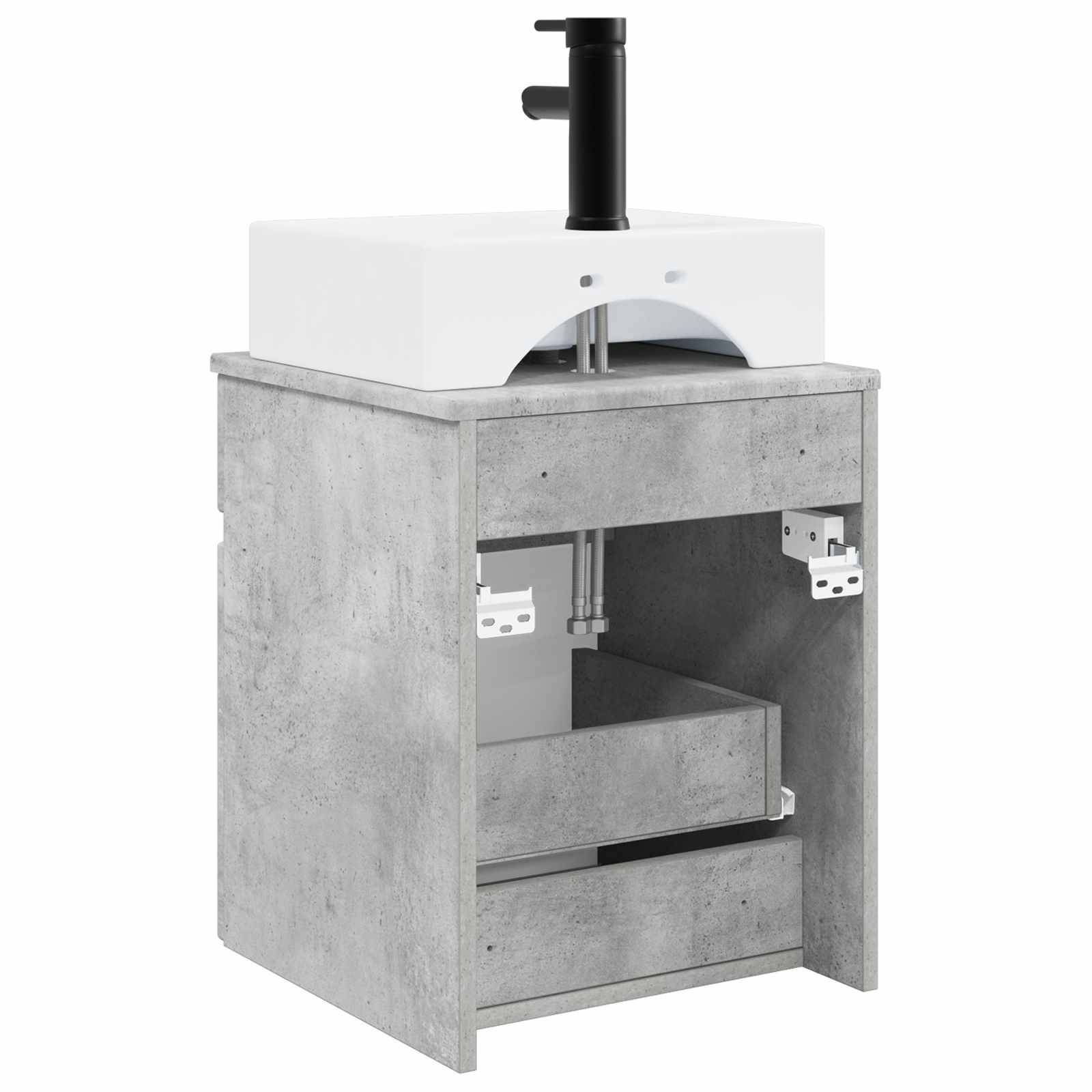 vidaXL Wandmontierter Waschbecken Vanity Betongrau 39 x 41 x 62,5 cm