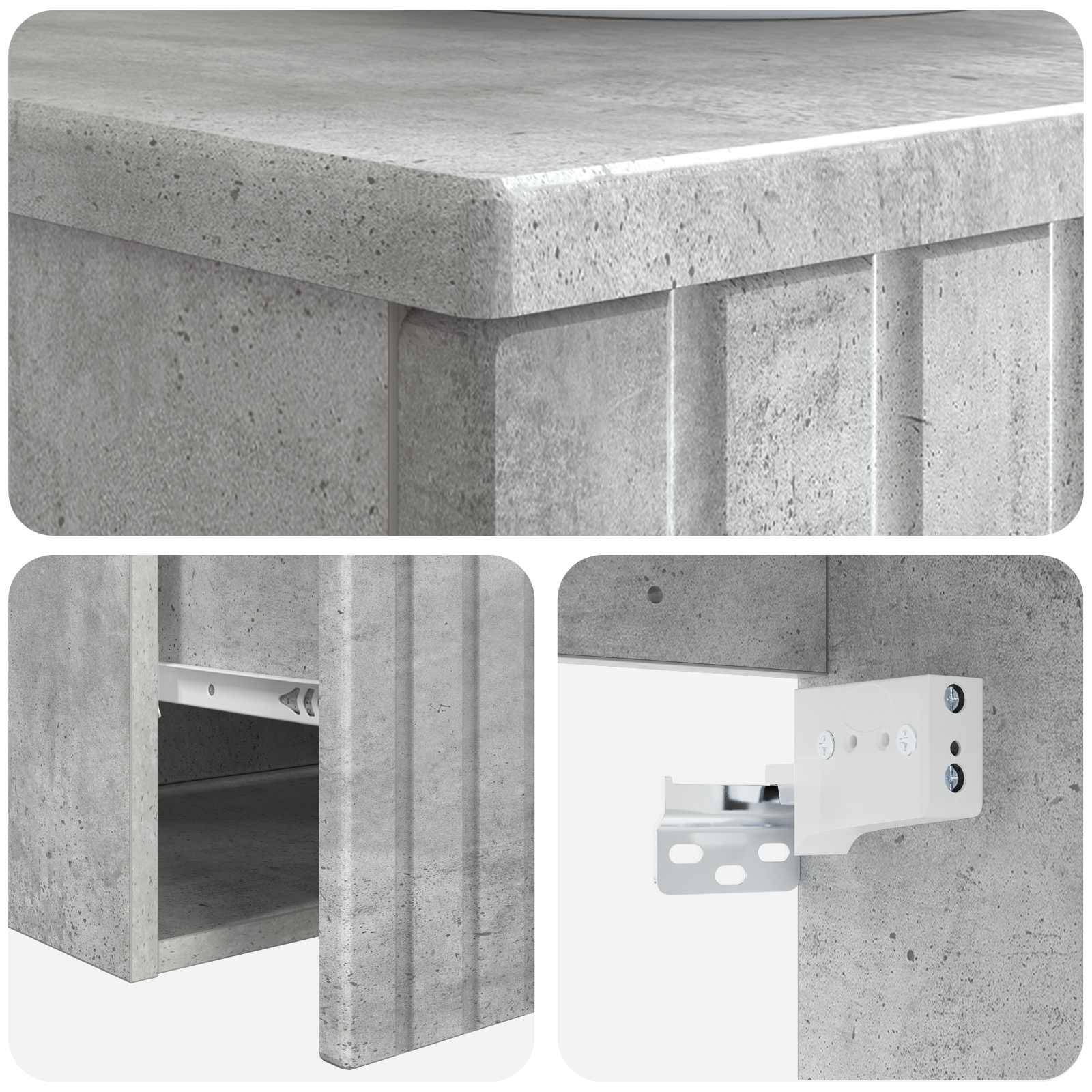 vidaXL Wandmontierter Waschbecken Vanity Betongrau 39 x 41 x 62,5 cm