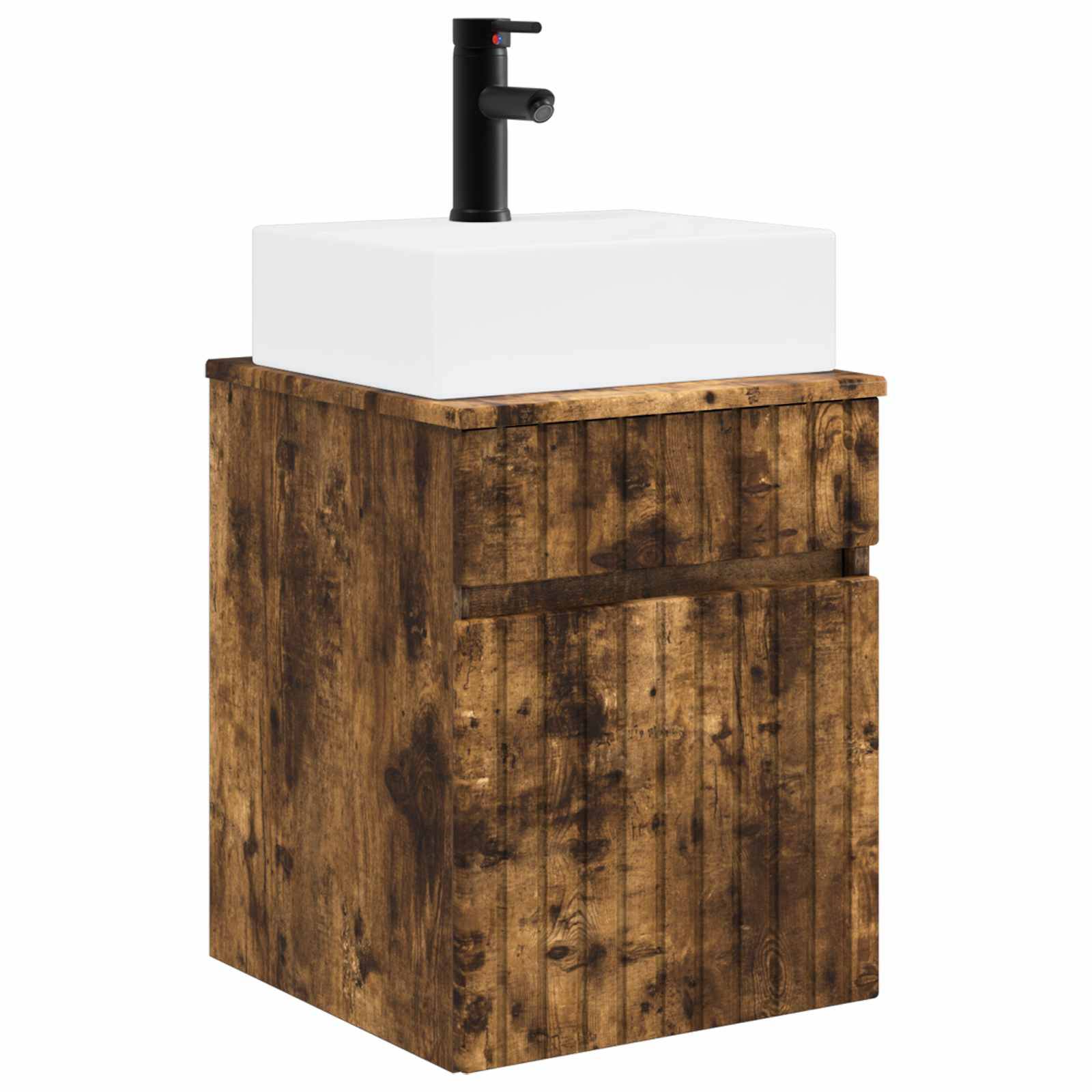 vidaXL Wandmontierter Waschbecken Vanity Geräucherte Eiche