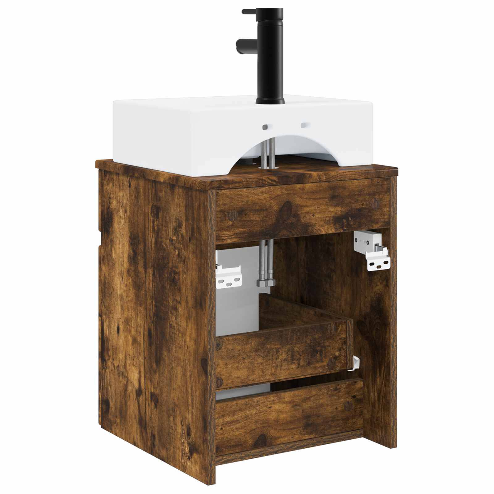 vidaXL Wandmontierter Waschbecken Vanity Geräucherte Eiche