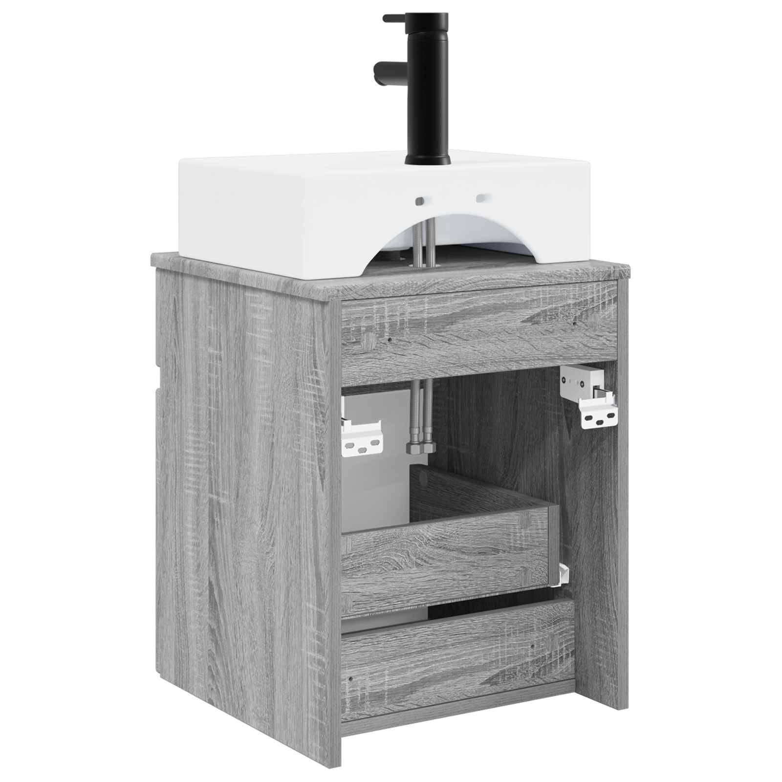 vidaXL Wandmontierter Waschbecken Vanity Grau Sonoma 39 x 41 x 62,5 cm