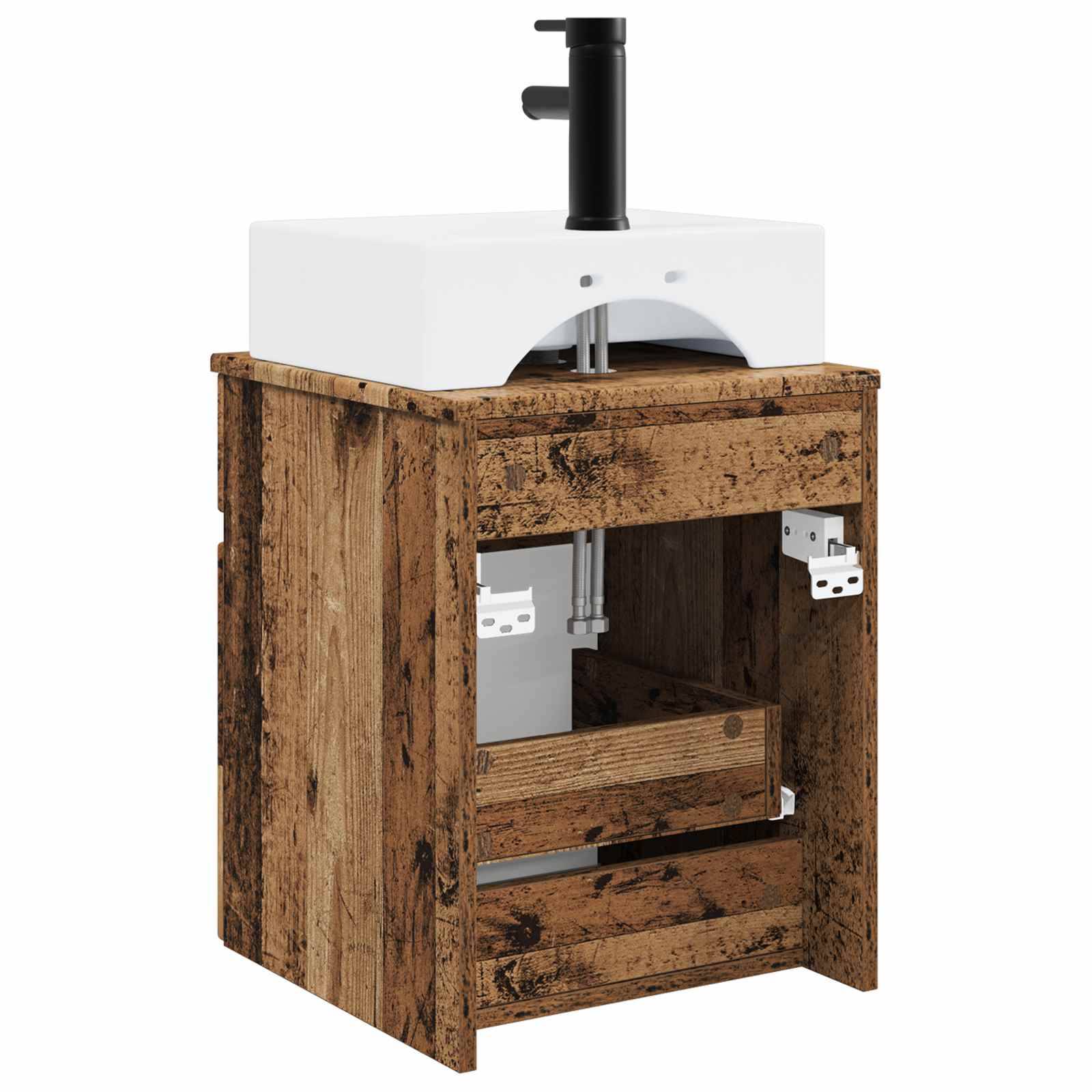 vidaXL Wandmontierter Waschbecken Vanity Altholz 39 x 41 x 62,5 cm