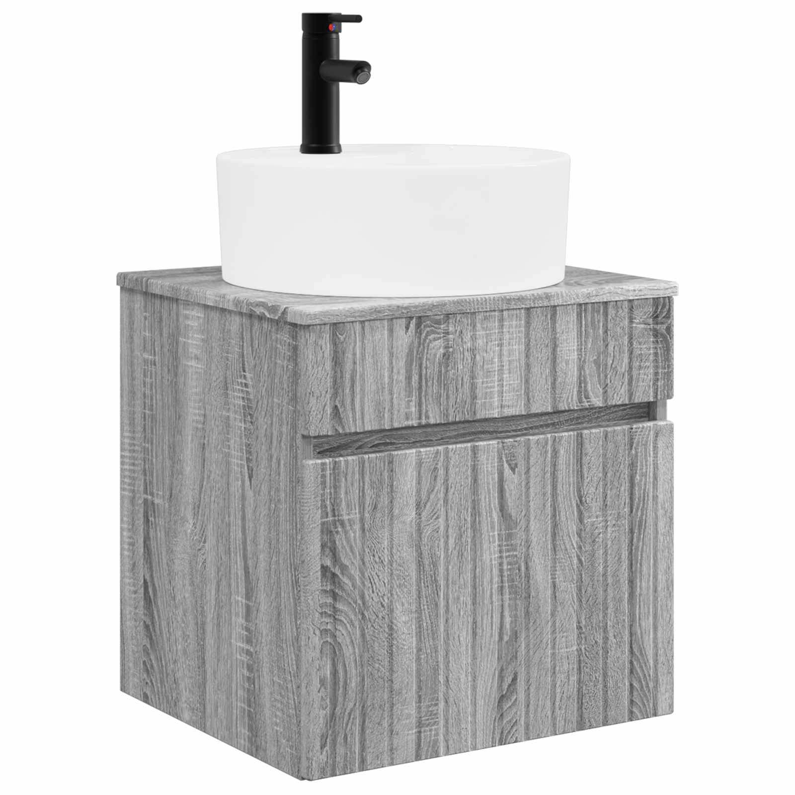 vidaXL Wandmontierte Waschbecken-Vanität Grau Sonoma 49 x 44,5 x 65 cm