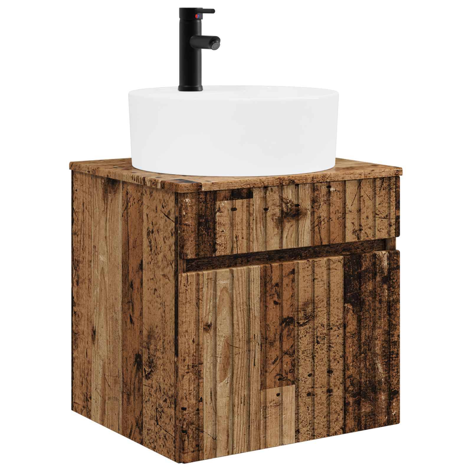 vidaXL Wandmontierte Waschbecken-Vanität Altholz 49 x 44,5 x 65 cm