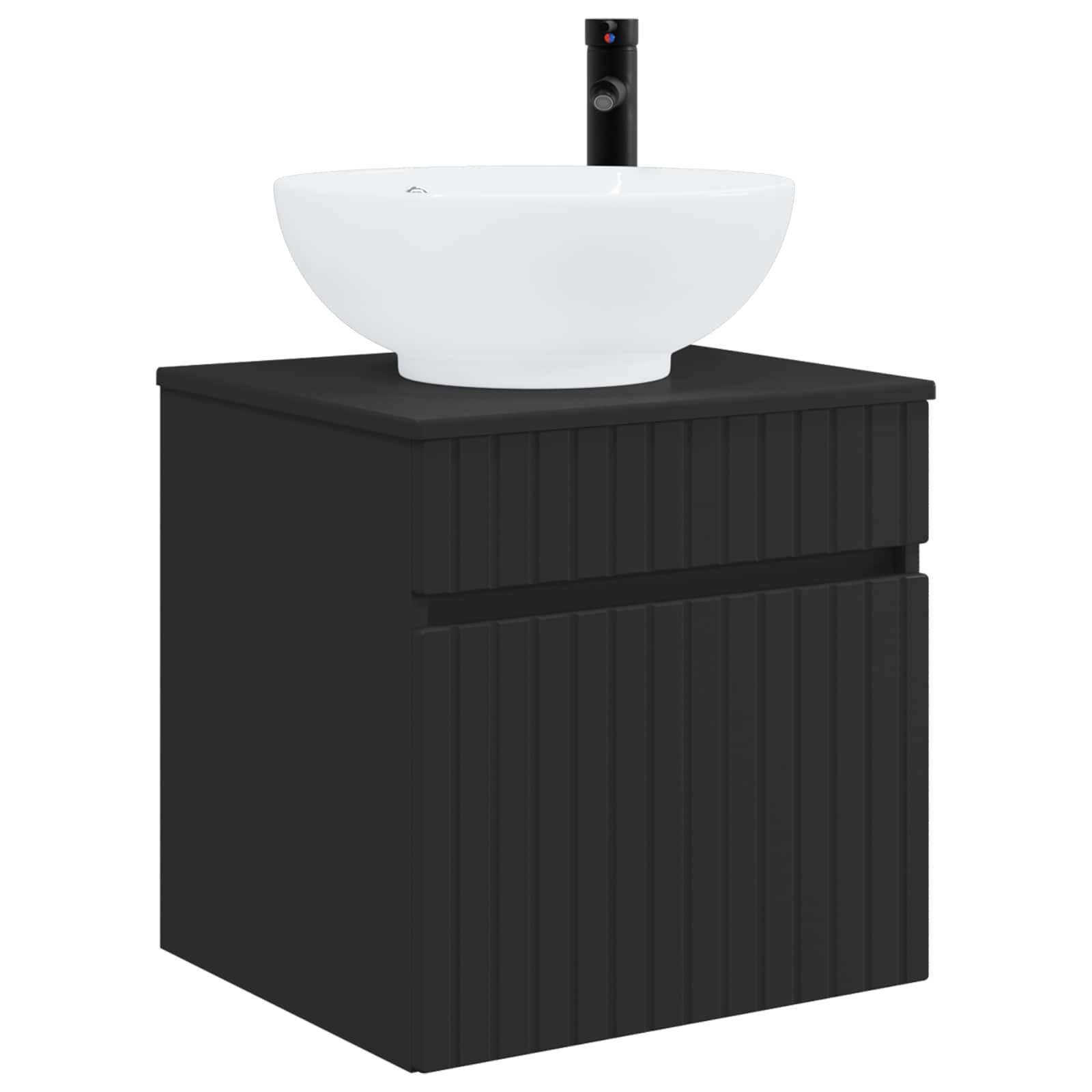 vidaXL Wandmontierte Waschbecken-Vanität Schwarz 49 x 44,5 x 66,5 cm