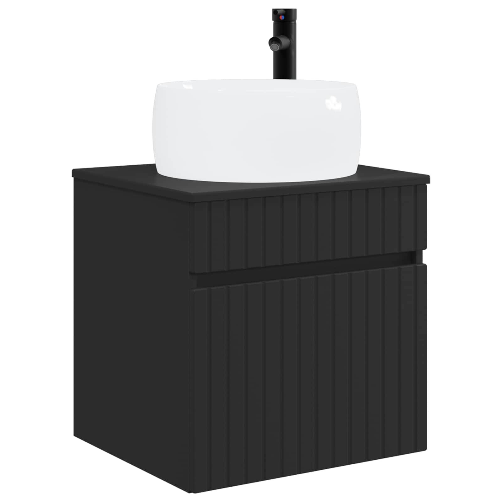 vidaXL Wandmontierte Waschbecken-Vanität Schwarz 49 x 44,5 x 66 cm