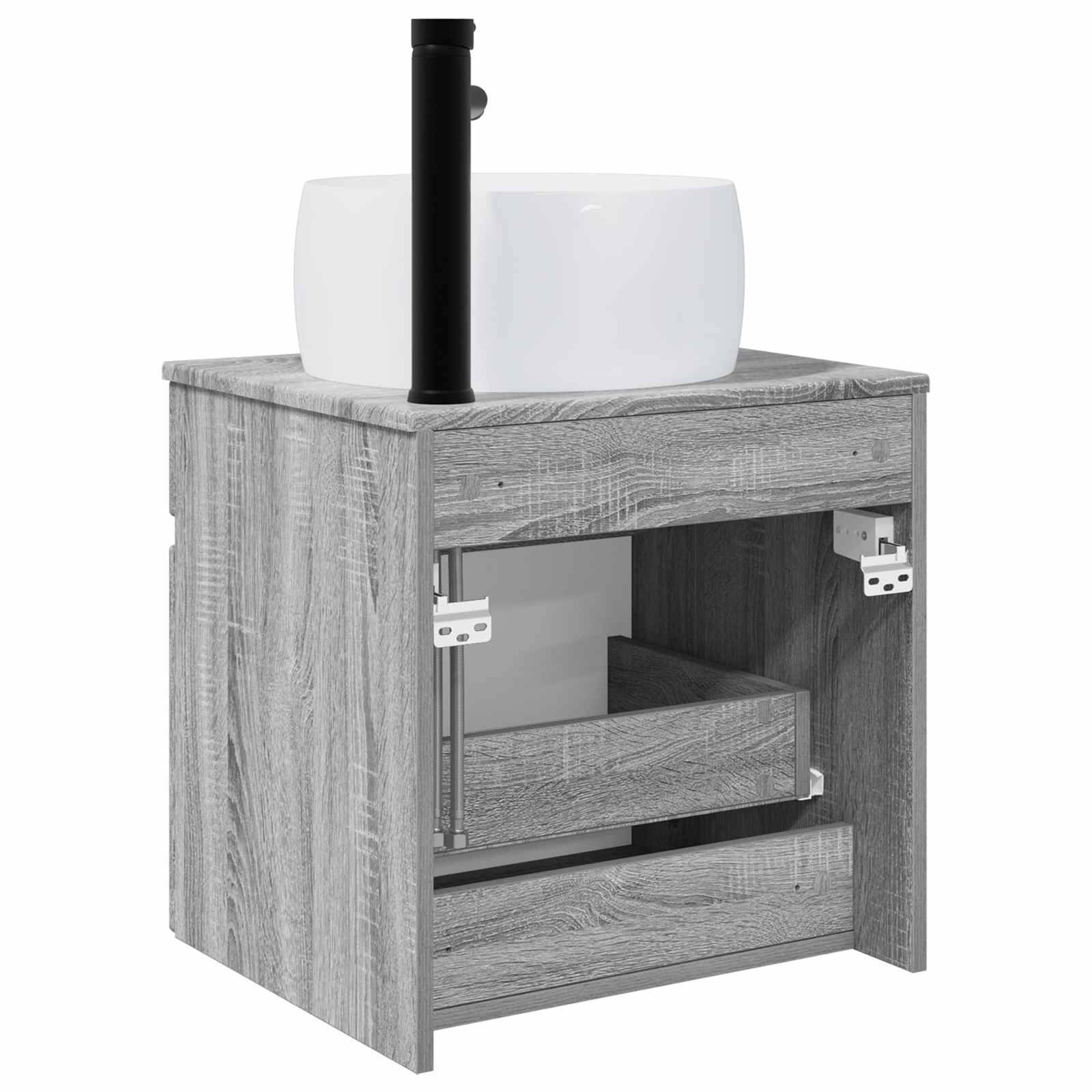 vidaXL Wandmontierte Waschbecken-Vanität Grau Sonoma 49 x 44,5 x 66 cm