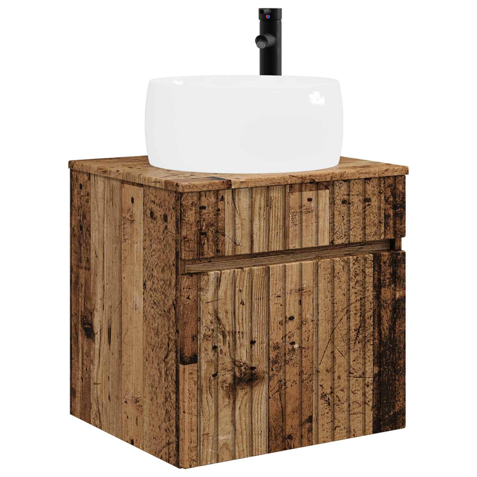 vidaXL Wandmontierte Waschbecken-Vanität Altholz 49 x 44,5 x 66 cm