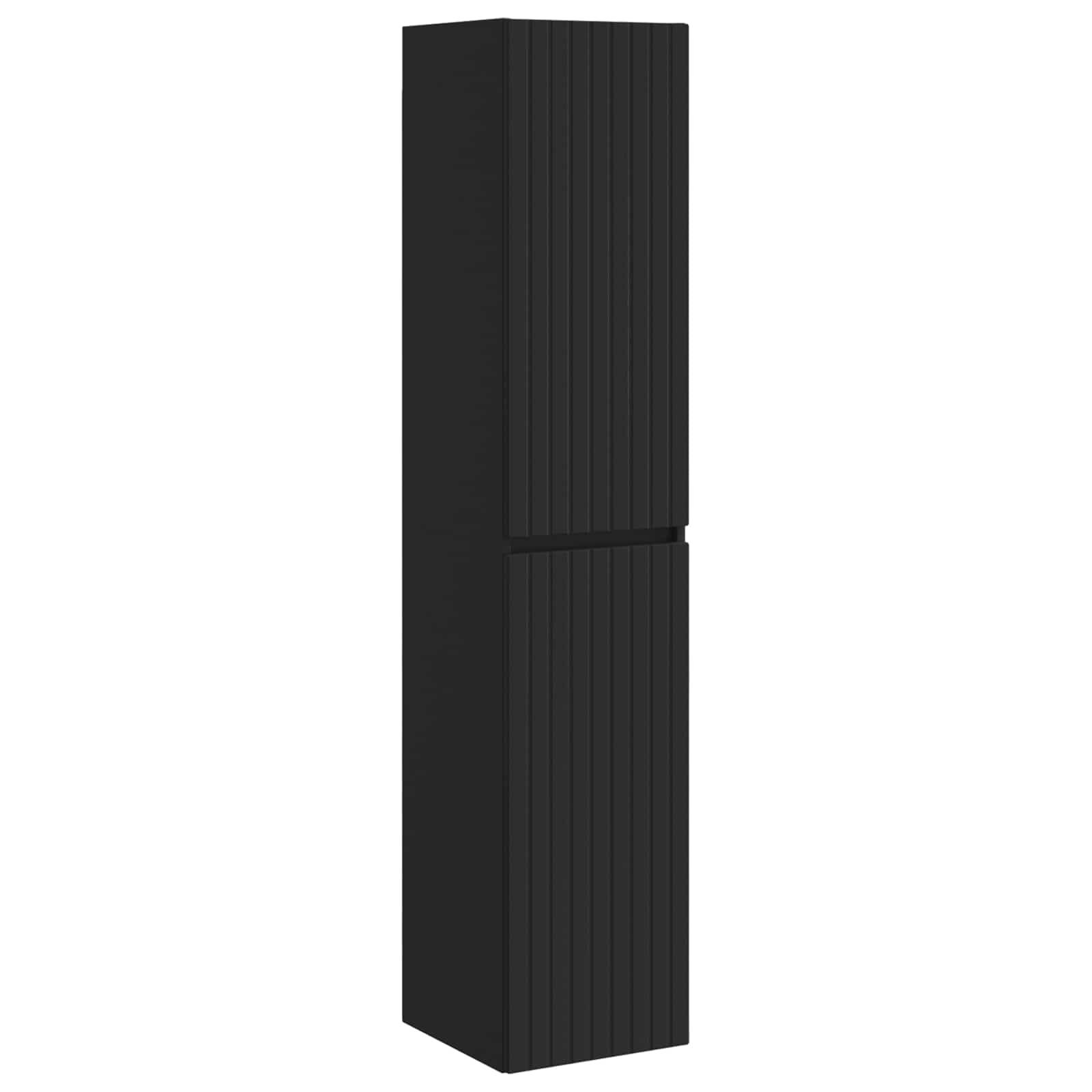 vidaXL Wandmontierter Badezimmerschrank Schwarz 33 x 34,5 x 160 cm