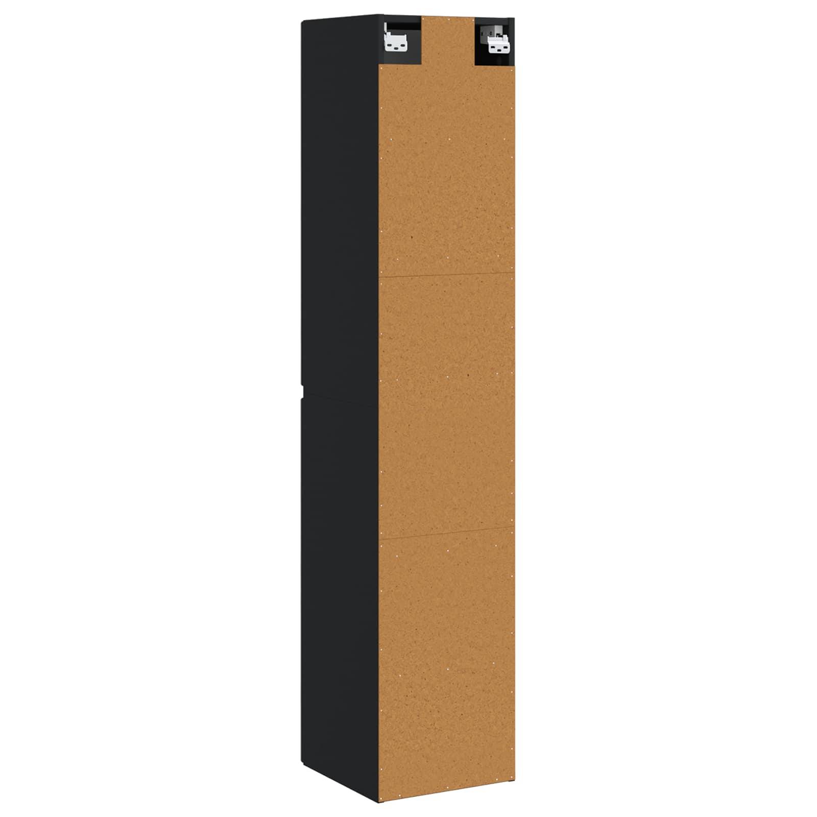 vidaXL Wandmontierter Badezimmerschrank Schwarz 33 x 34,5 x 160 cm