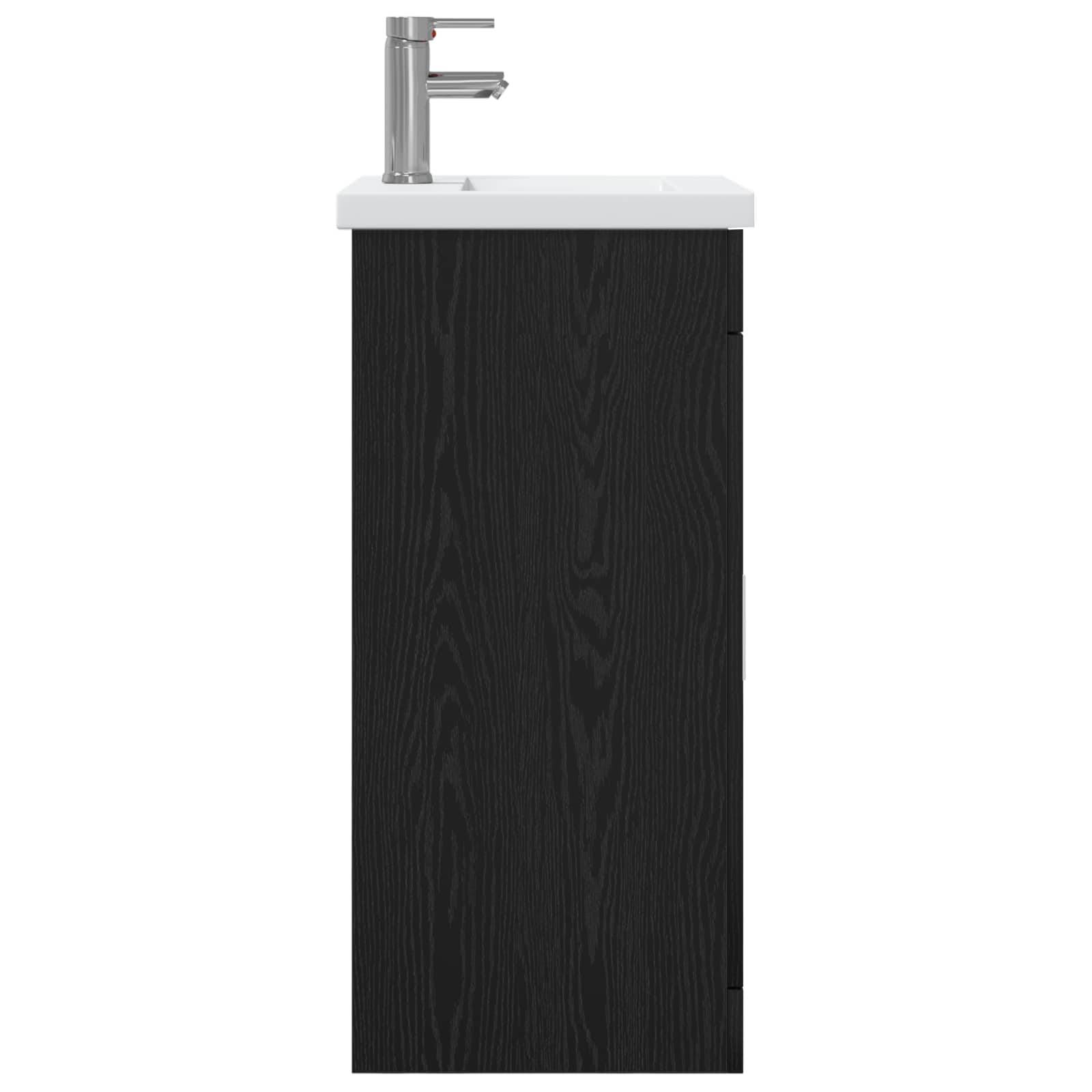 vidaXL Badezimmerschrank mit Waschbecken Schwarze Eiche